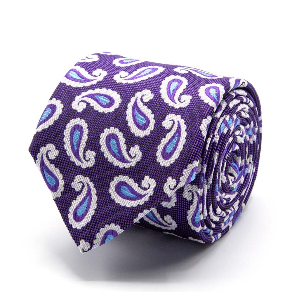 Seiden-Jacquard Krawatte Breit Hellblau/Weiß Ultra (8cm) BGENTS in mit Violet Krawatte Paisley-Muster