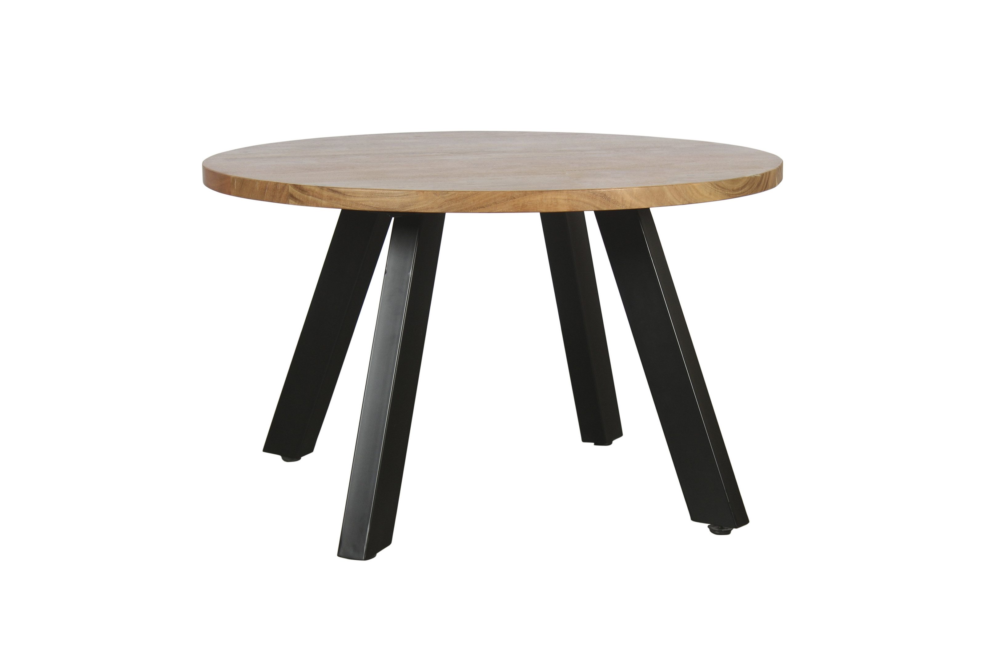 freiraum Couchtisch LARA, Akazie massiv, Metall schwarz, Ø75cm, H47cm – FSC®-Zertifiziert