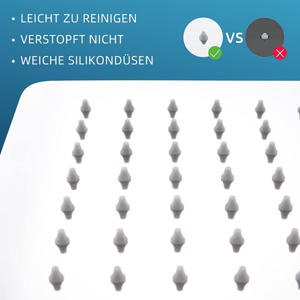 BlingBin Regenduschkopf (mit Silikon-Wasserauslass, 10 Ultradünn, Edelstahl, quadratischer "-25cm) Duschkopf Regenduschkopf