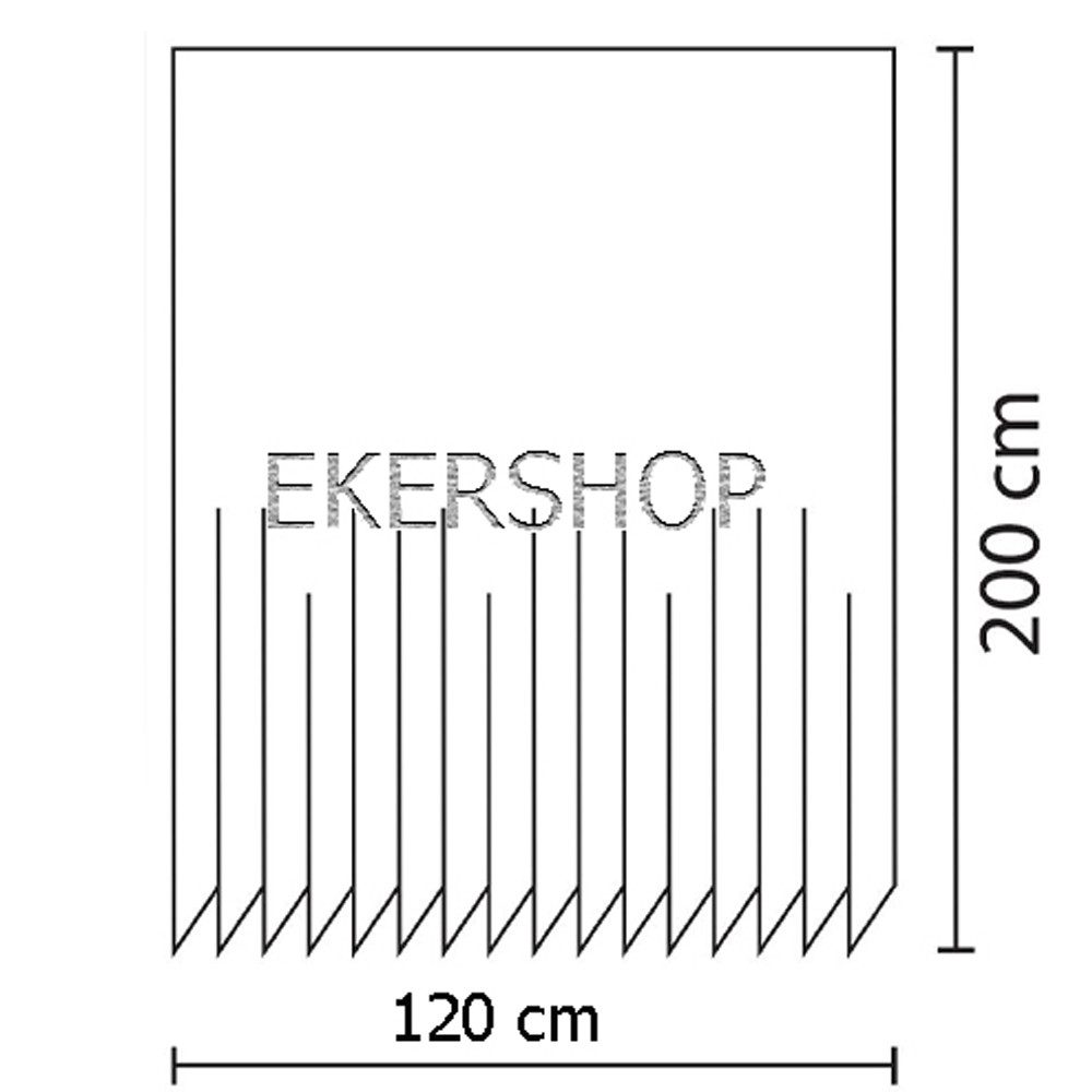 Ekershop Duschvorhang Textil Grau mit Weiß Schwarz Kreisen für Duschstange Breite 120 cm (inkl. Ringe), Höhe 200 cm, wasserabweisend, waschbar, bügelbar – Bild 5 von 5