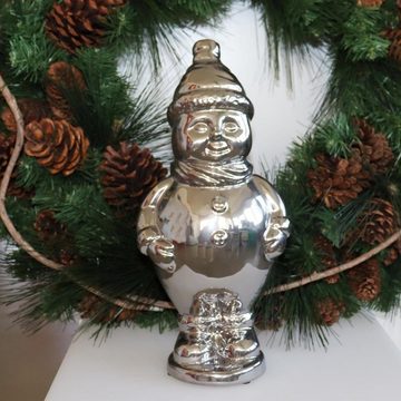 440s Weihnachtsfigur 440s Keramik Schneemann THICKY silberfarben ca 30cm H