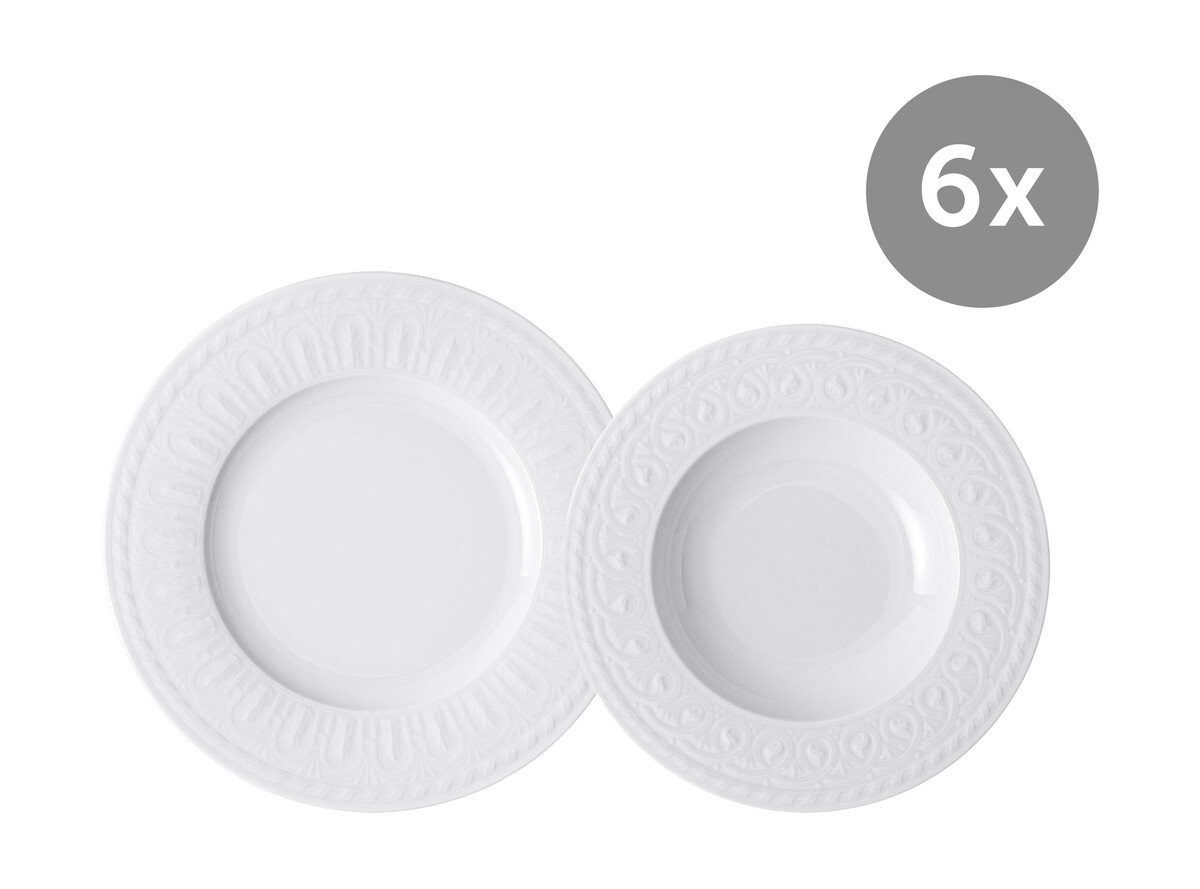 Villeroy & Boch Teller-Set Set Cellini Speisteller und Suppenteller 12-tlg., 6 Personen, Premium Porcelain