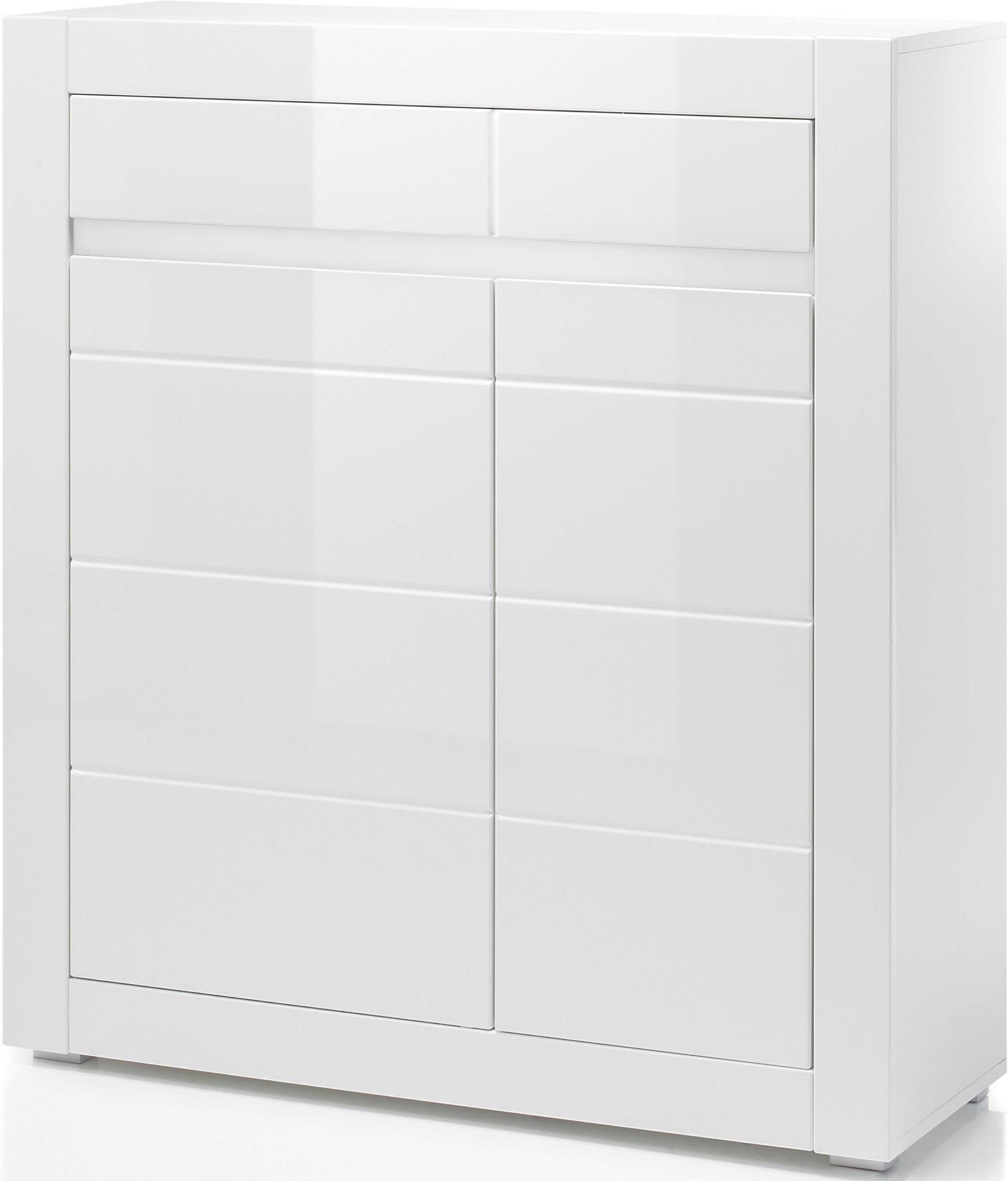 Home affaire Kommode Carat, Breite 100 cm, wird mit 2 Leisten geliefert (weiss und grau)