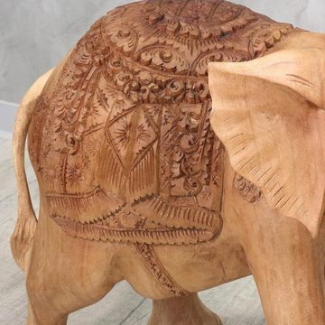 Oriental Galerie Dekofigur Elefant Skulptur mit aufwendiger Schnitzerei Natur 40 cm (1 St)