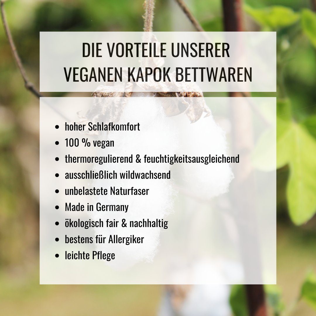 - schlafgut, nachhaltig, in Kapok, Bio Füllung: Bio Bio kbA - Germany Perkal, Baumwolle Bezug: KOMA Handmade Naturfaserkopfkissen Qualität Kapok Kopfkissen, vegan,