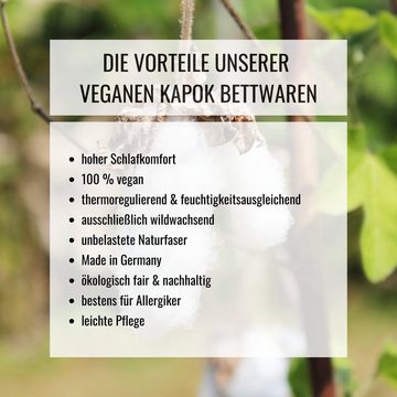 Naturfaserbettdecke, Ganzjahr Kapok Bio Bettdecke Made in Germany, KOMA schlafgut, Füllung: Kapok und kbA Baumwolle, Bezug: kbA Bio Baumwolle Perkal, - vegan, nachhaltig, Bio - natürlich besser schlafen