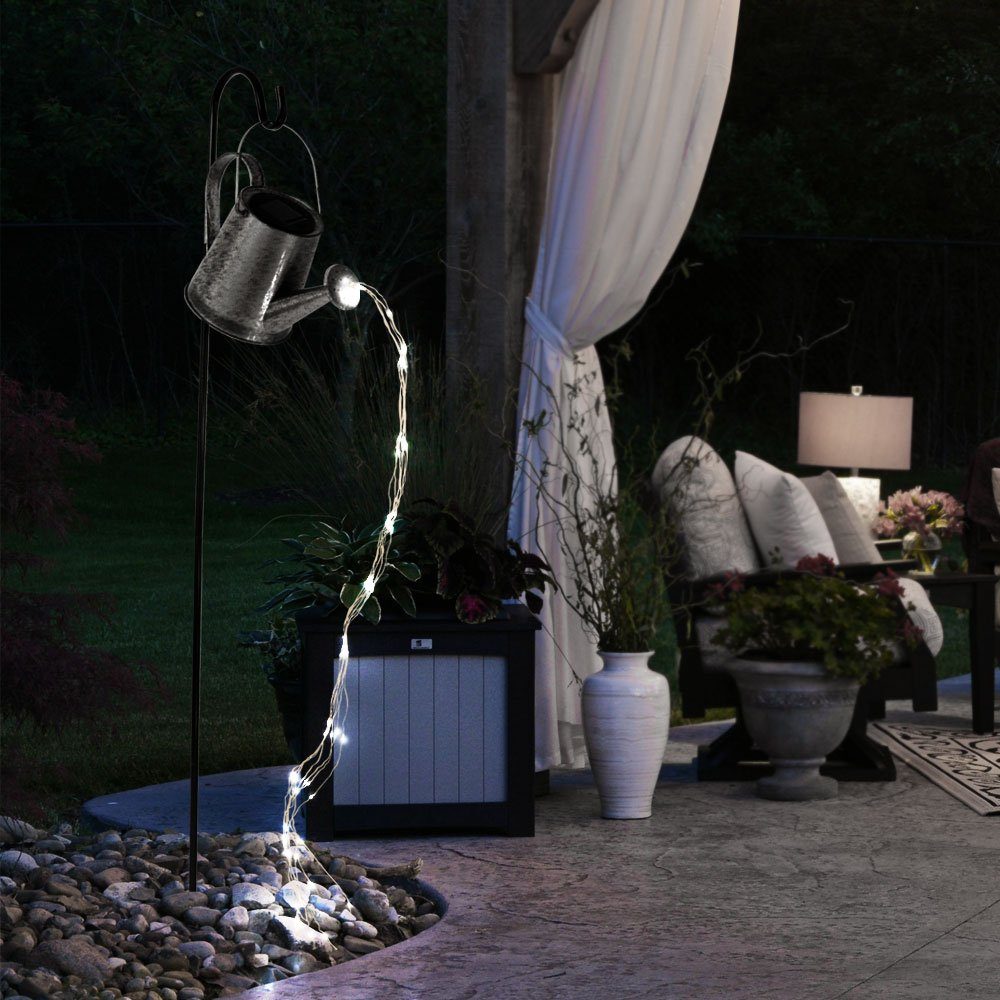 LED etc-shop Gießkanne LED Garten draußen LED-Leuchtmittel Solarleuchte, mit fest Wasserfall Gießkanne verbaut, Solar Deko