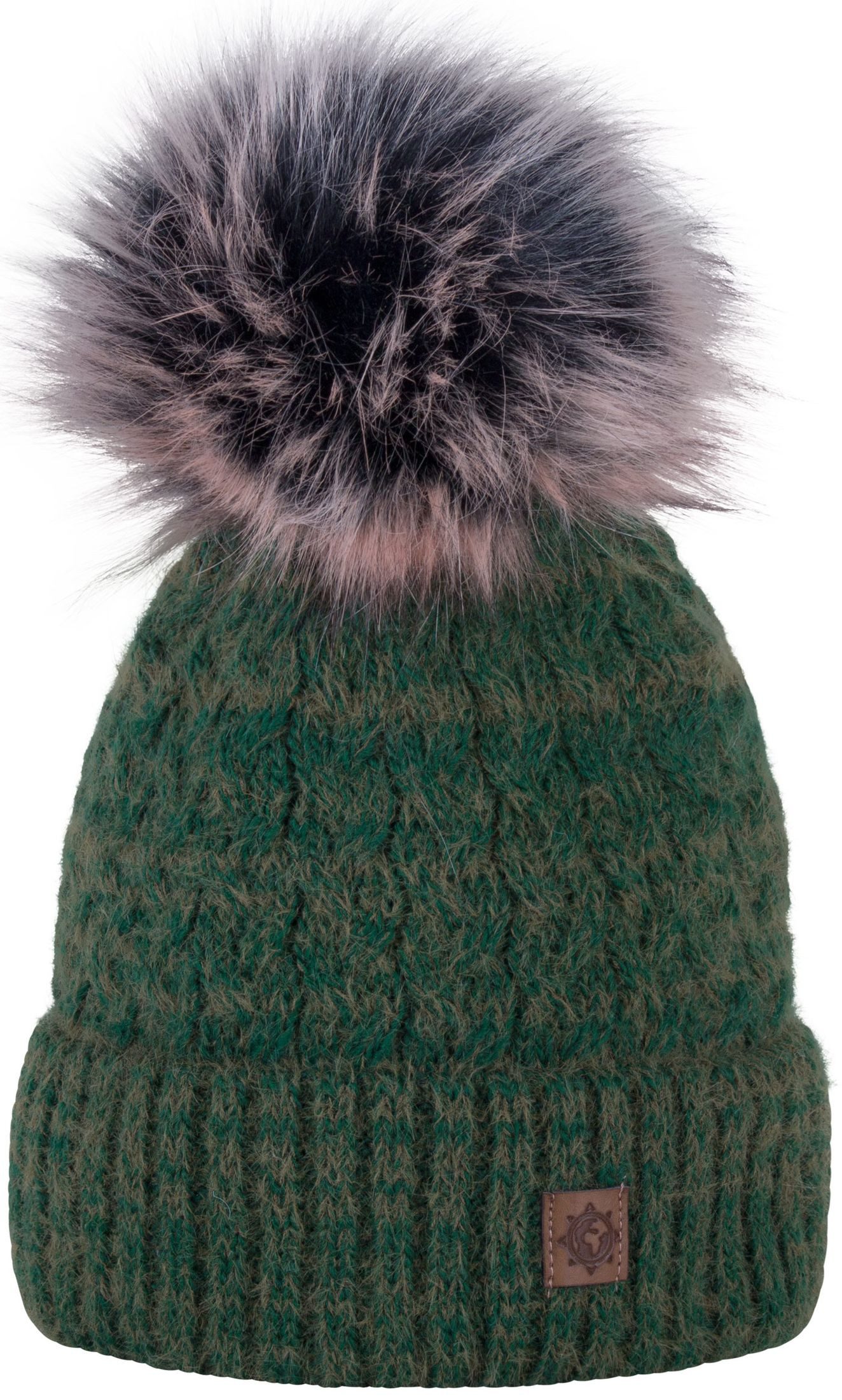 compagno Bommelmütze (1-St) Bommelmütze Wintermütze Zopfstrick Damen Fleecefutter Beanie