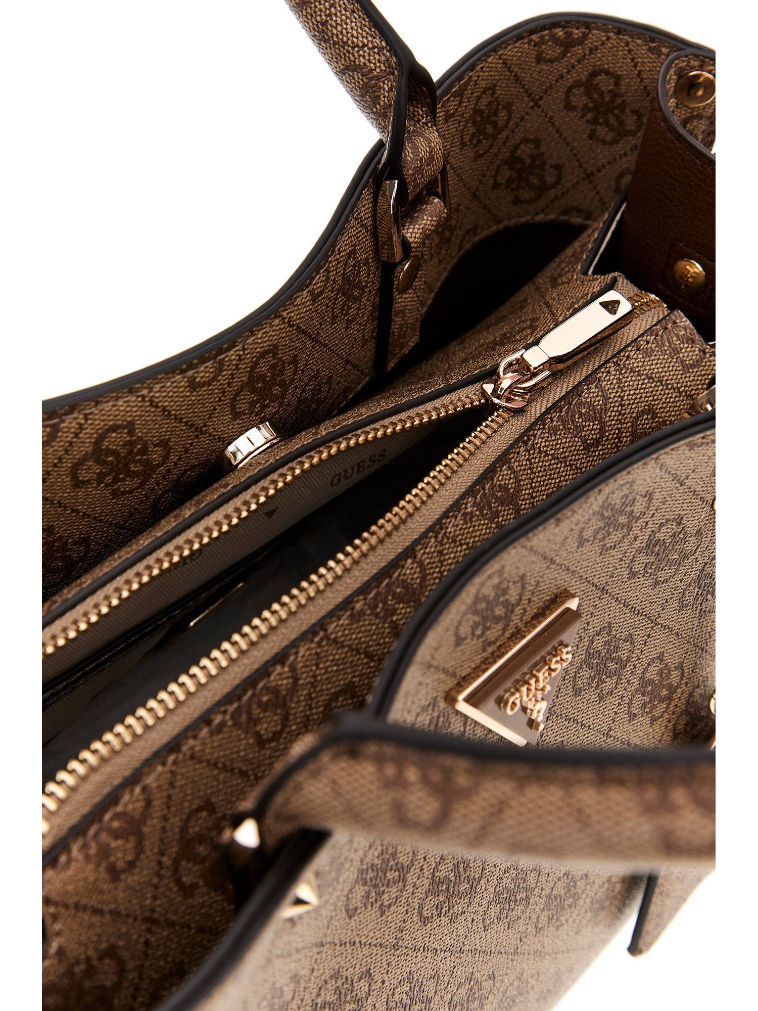 Guess Umhängetasche MERIDIAN II GIRLFRIEND SATCHEL (Set, Abnehmbarer Schlüsselanhänger), Damen Handtasche, Schultertasche mit Logo-Schmuckelement – Bild 5 von 5