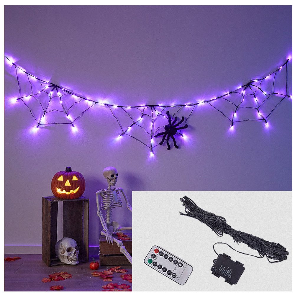 QUBEBU Lichternetz Spinnweben Lichterkette Halloween Dekoration günstig online kaufen