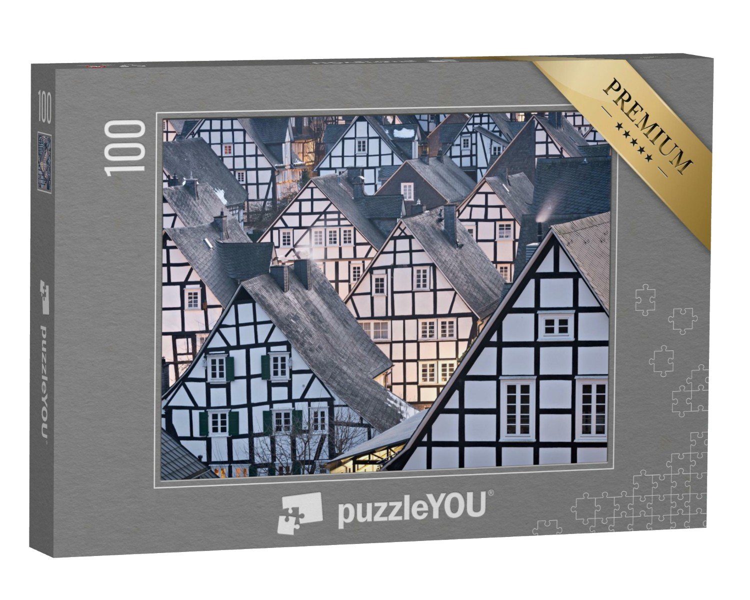 puzzleYOU Puzzle Architektur mit Fachwerkhäusern, Winterberg, 100 Puzzleteile, puzzleYOU-Kollektionen