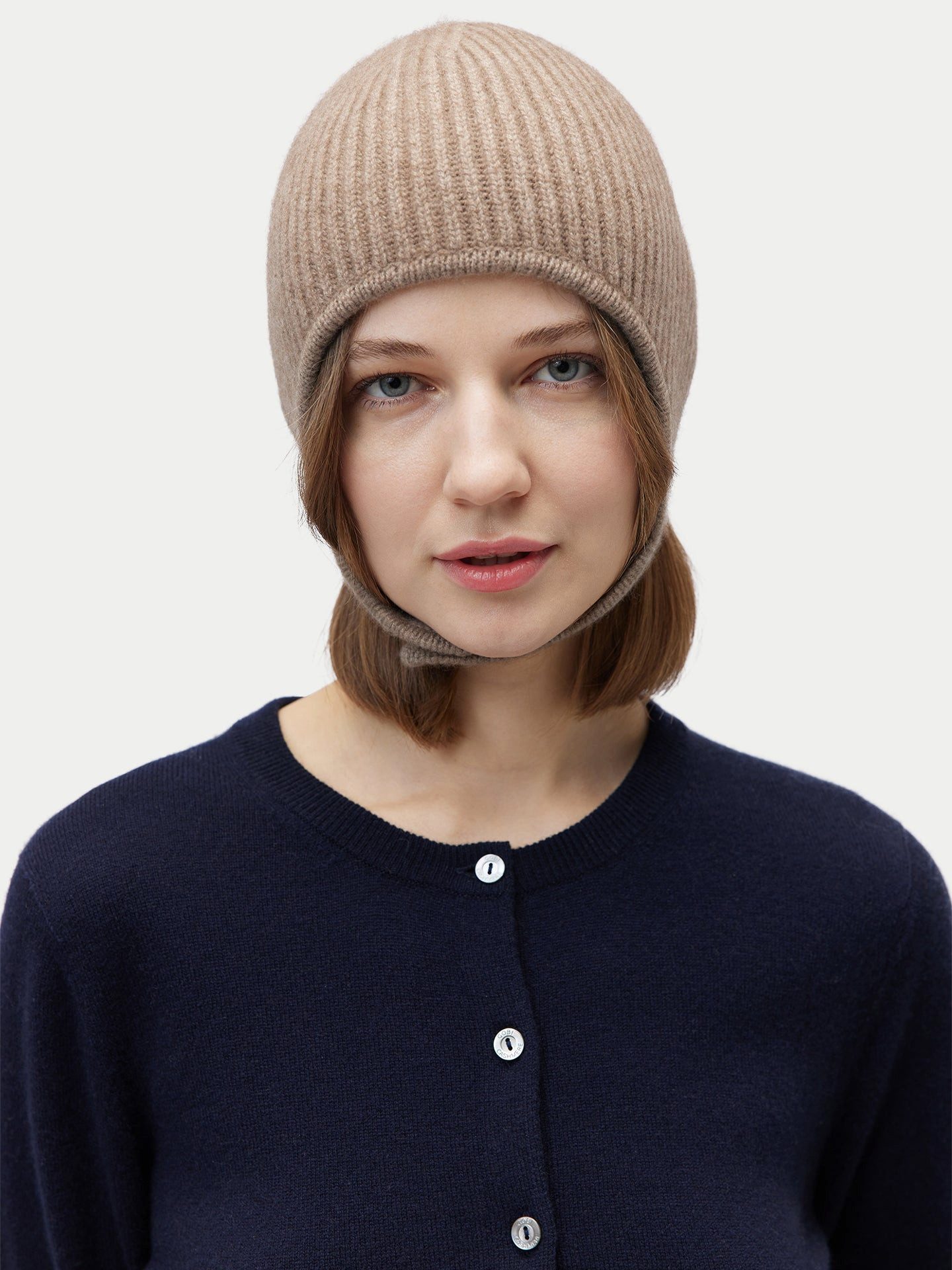 GOBI Cashmere Beanie Gestrickte Kaschmir Aviator-Mütze