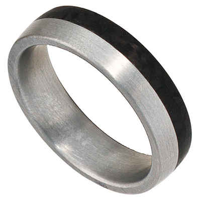 Schmuck Krone Fingerring Partnerring Ring Edelstahl mit Carbon Freundschaftsring Unisex Edelstahlring