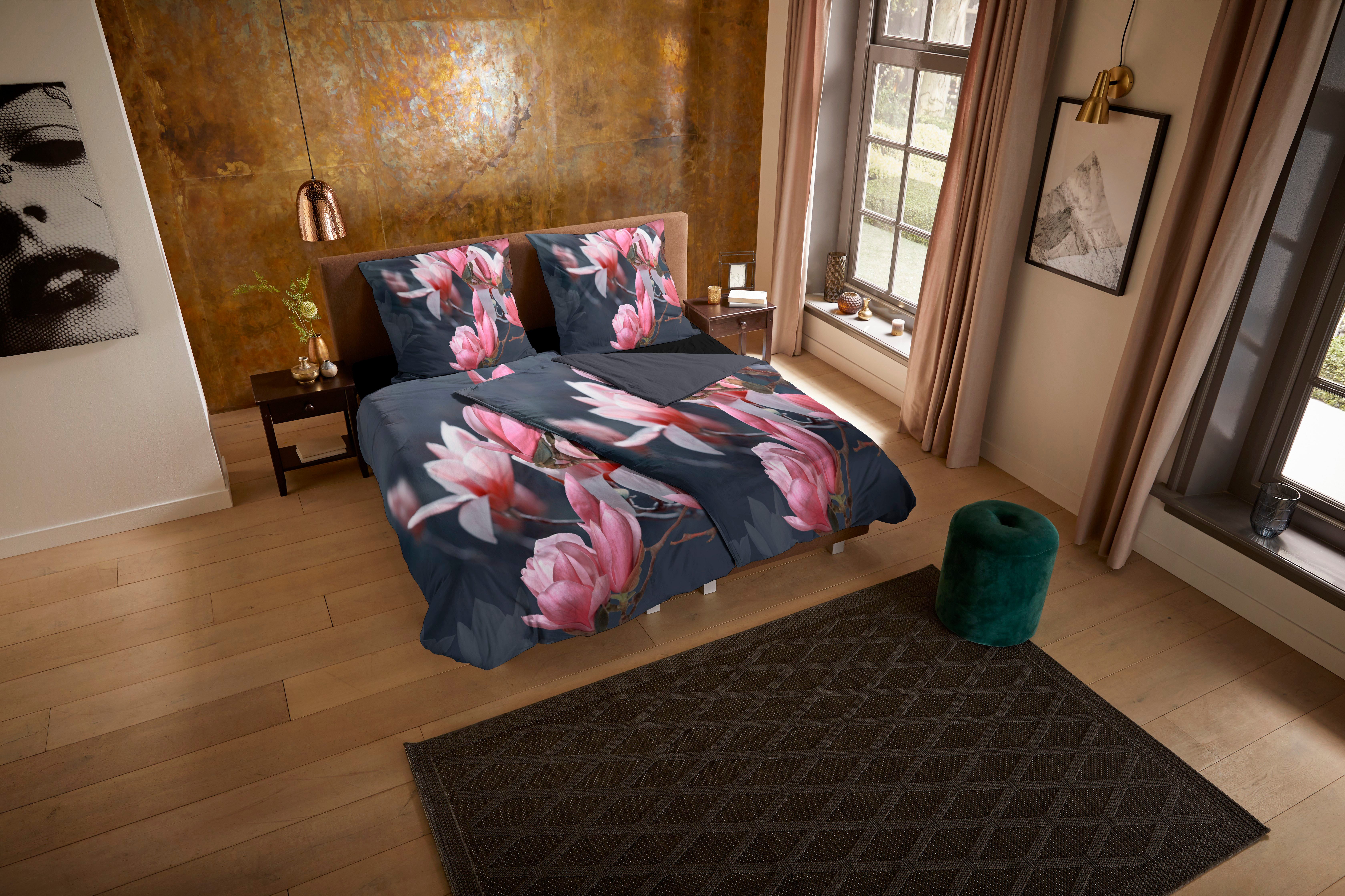 PURE luxury collection Wendebettwäsche Macy, Microfaser, 2 teilig, Mikrofaser, 135x200, Pflegeleicht, Reißverschluss Wendeoptik, Magnolie