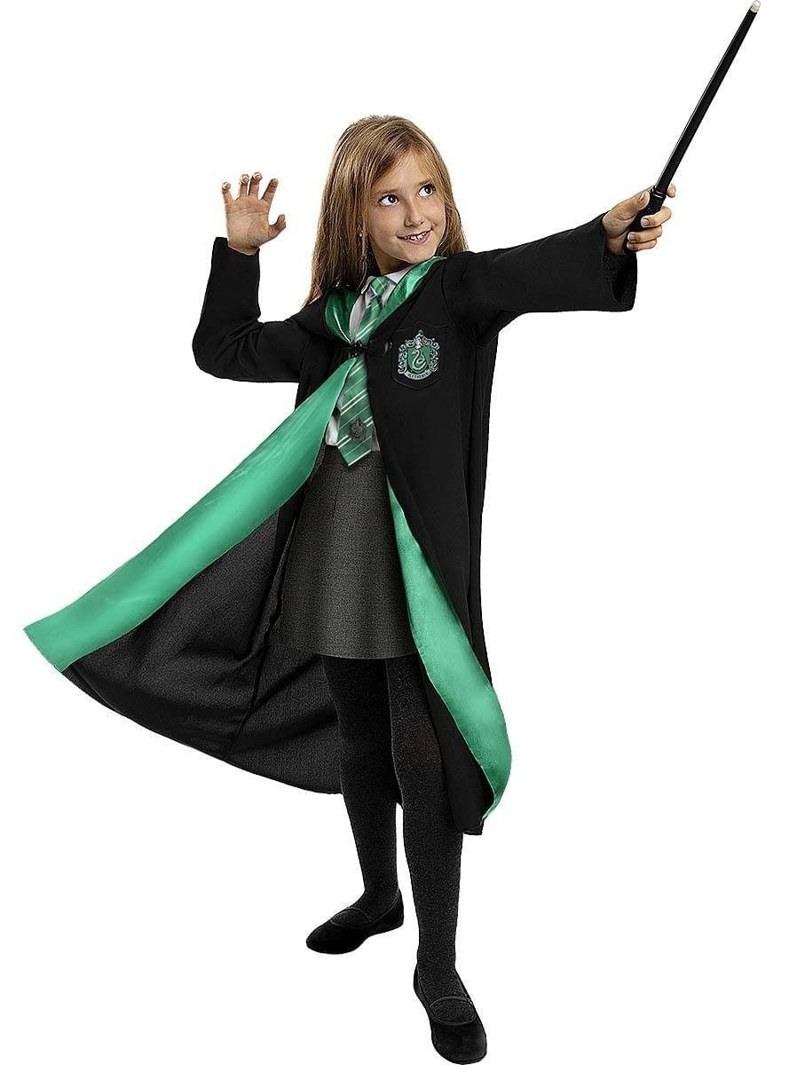 Funidelia Zauberer-Kostüm Harry Potter – Slytherin Umhang für Kinder, Authentisches Cape für Zauberschüler des Hauses Slytherin