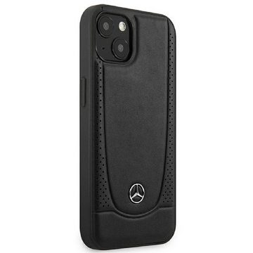 Mercedes Handyhülle Case iPhone 15 Echtleder schwarz Stern Logo 6,1 Zoll, Kantenschutz
