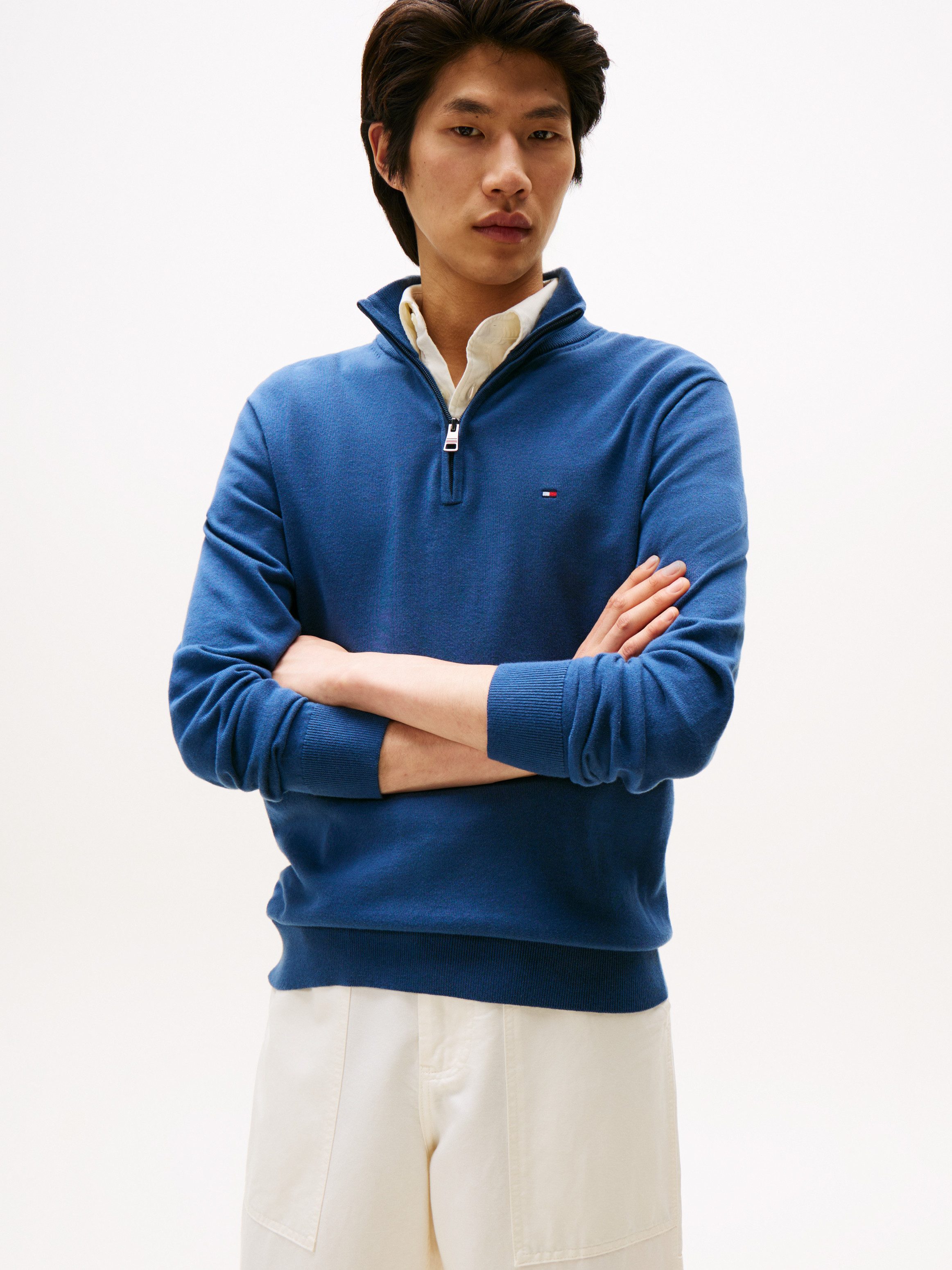 Tommy Hilfiger Troyer ESSENTIAL COTTON ZIP MOCK günstig online kaufen