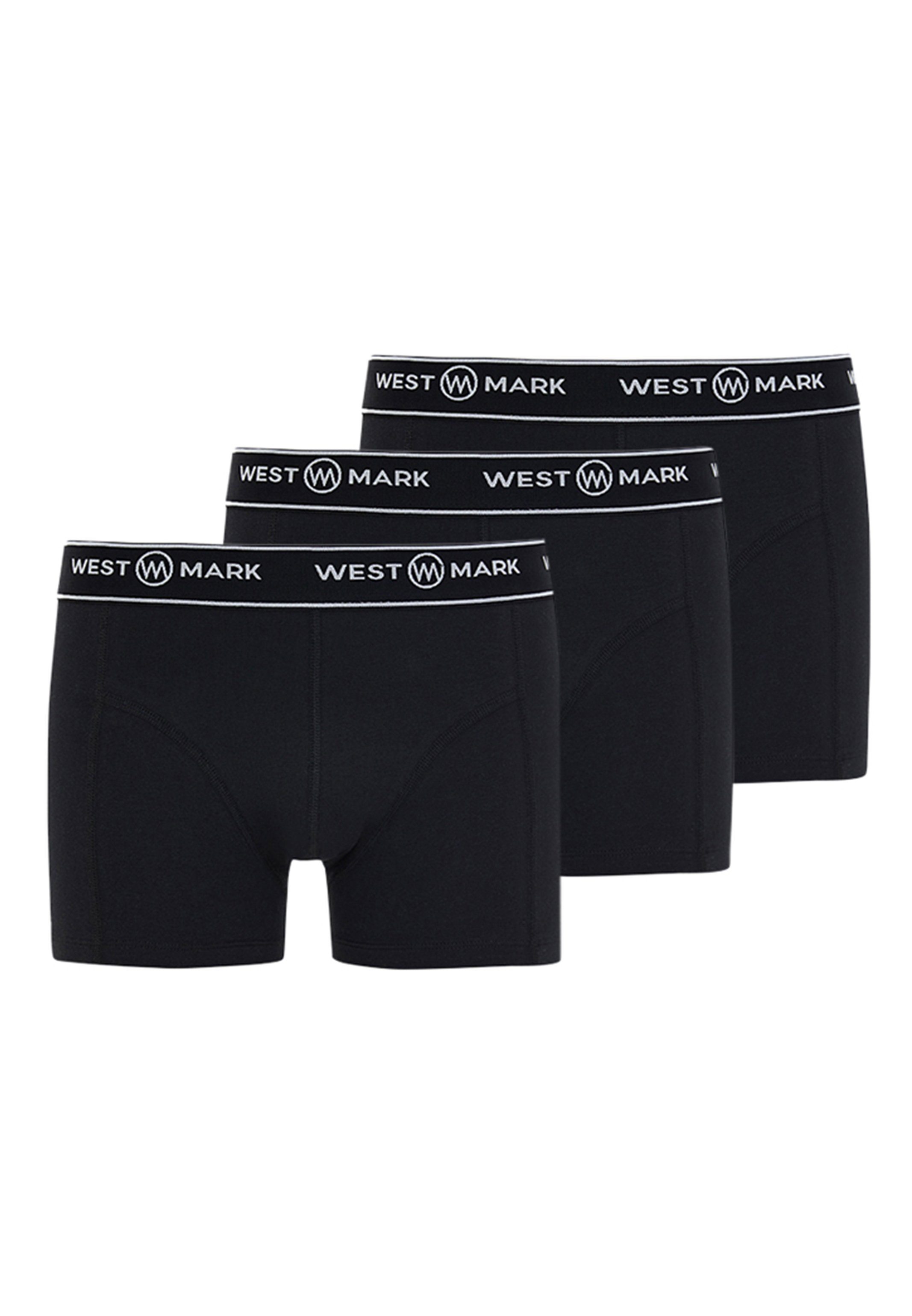 / (Spar-Set, Pack Baumwolle 3er Short Retro Schwarz Retro LONDON - - Ohne Atlas - 3-St) WESTMARK Boxer Pant Eingriff