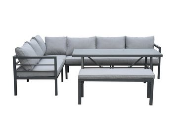 bellavista - Home&Garden® Gartenlounge-Set Gartenmöbel Set Aluminium Lounge San Menaio anthrazit, (Set, 4-tlg), Ecklounge mit Bank und hohem Tisch