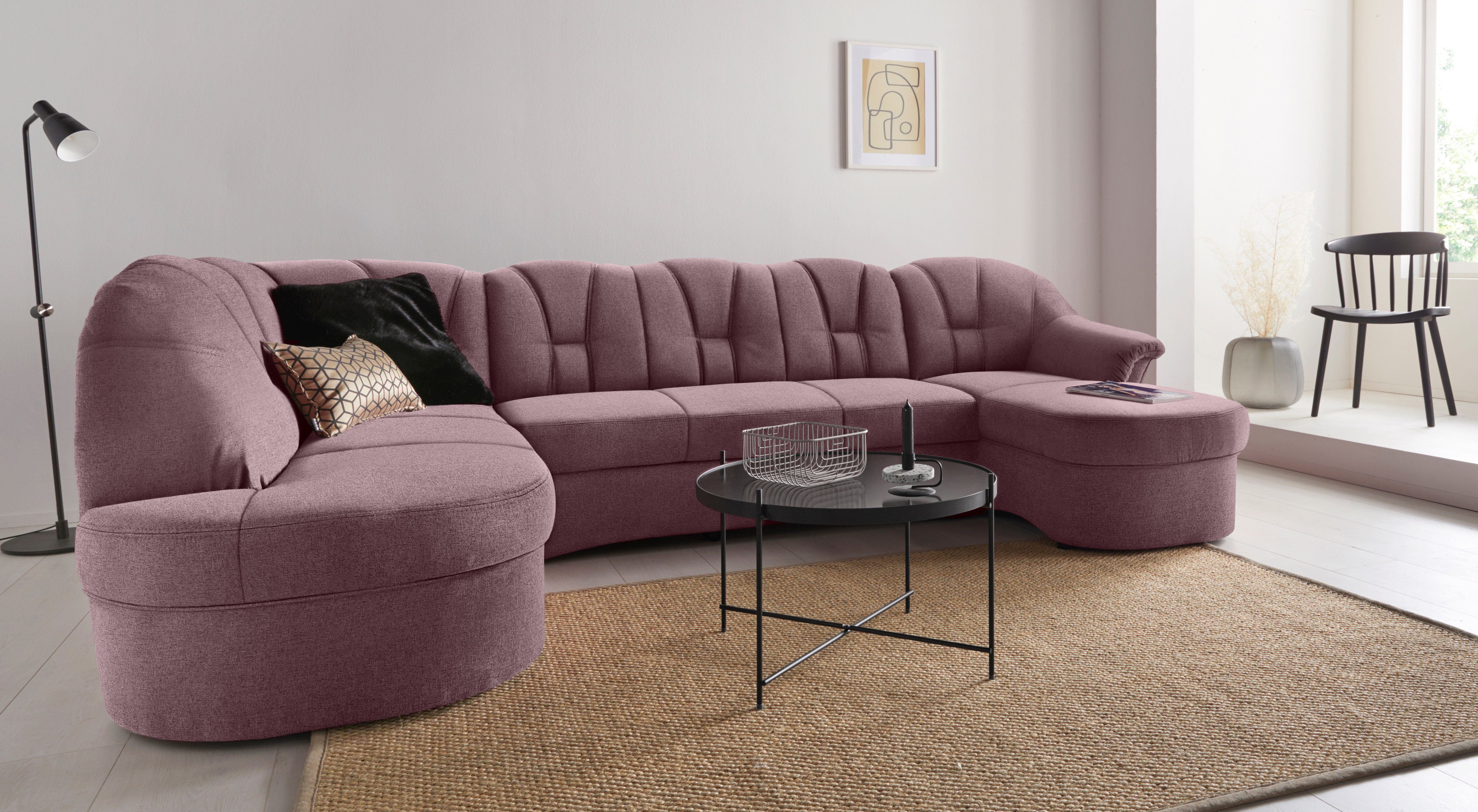 DOMO collection Wohnlandschaft Papenburg U-Form, in großer Farbvielfalt, wahlweise Bettfunktion, frei im Raum stellbar