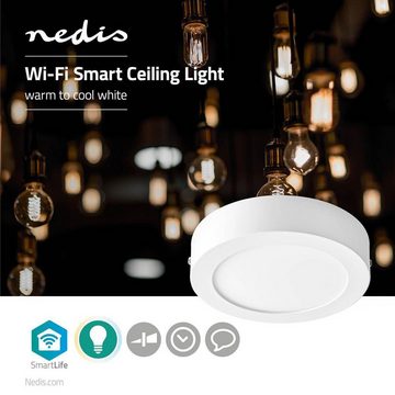 Nedis Deckenleuchten - Smarte Deckenleuchte, WLAN, Kaltweiss / Warmweiss, Unterstützt Sprachsteuerung - über Siri, Amazon Alexa oder Google Home, LED, Warmweiss, Kaltweiss