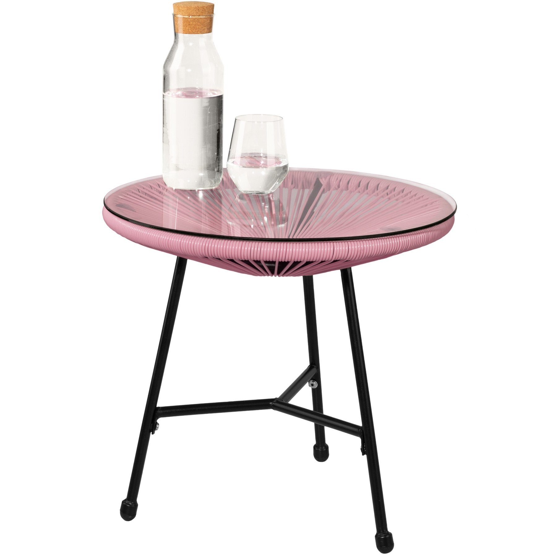 Essgruppe mit (Set, 2 tectake 3-tlg) Gartenstühle Tisch, Santana pink