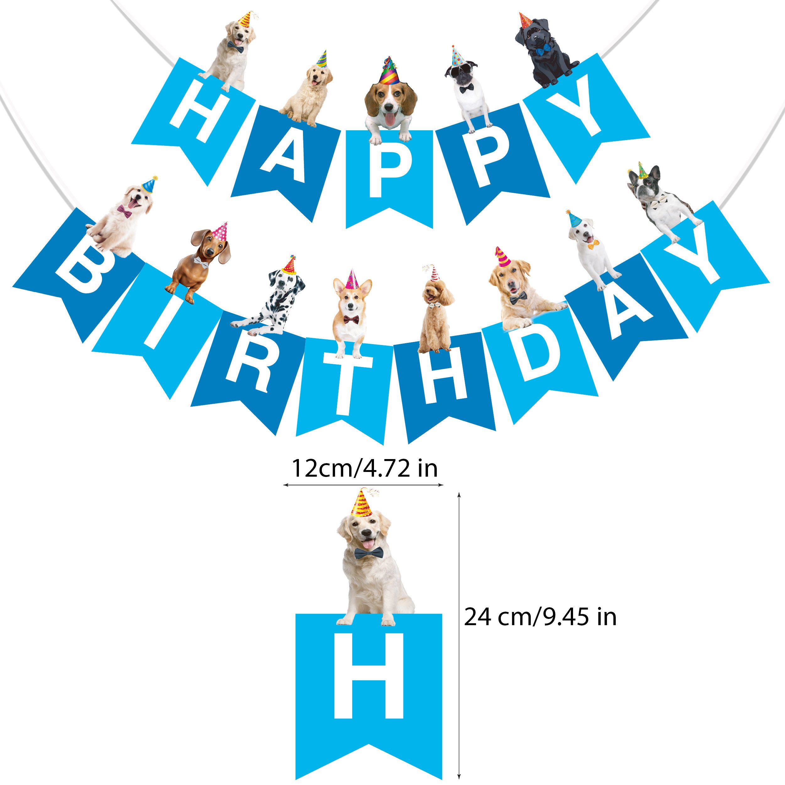 BRUBAKER Wimpelkette Happy Birthday Geburtstagsgirlande mit Hunden - Geburtstag Tier Banner, Geburtstagsdeko Girlande für Geburtstagsfeier - Party Dekoration