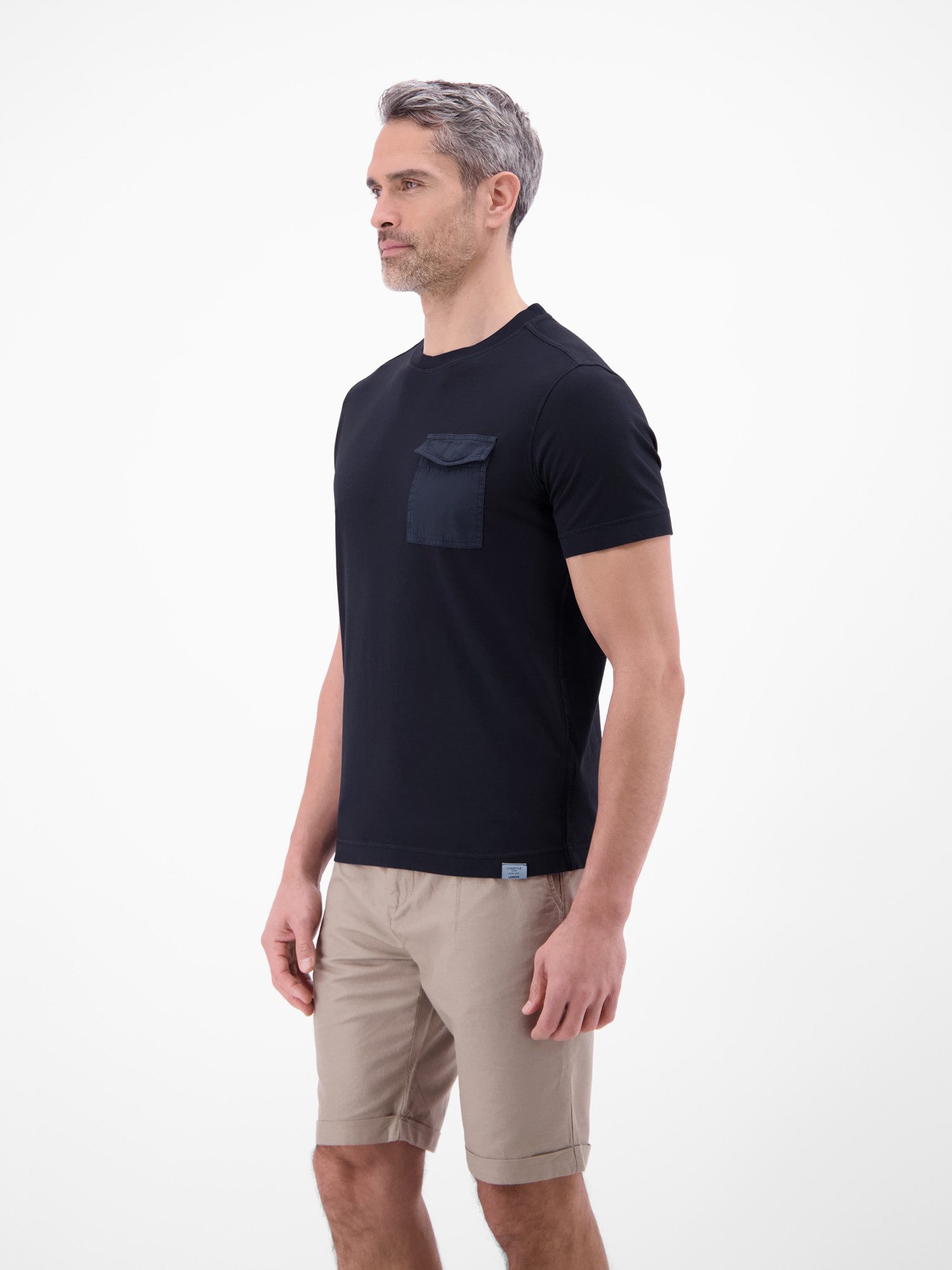 LERROS T-Shirt T-Shirt mit O-Neck und Brusttasche