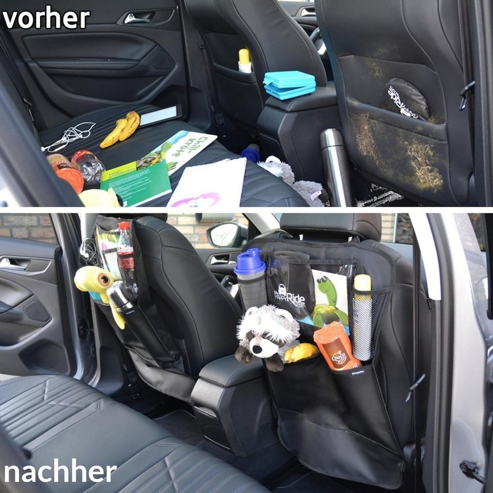 XDeer Auto-Rückenlehnentasche 2 Stück Auto Organizer  Kinder,Rückenlehnenschutz Auto Kinder mit, Durchsichtigem Tablet Tasche,Oxford  Wasserdicht Autositz Organizer