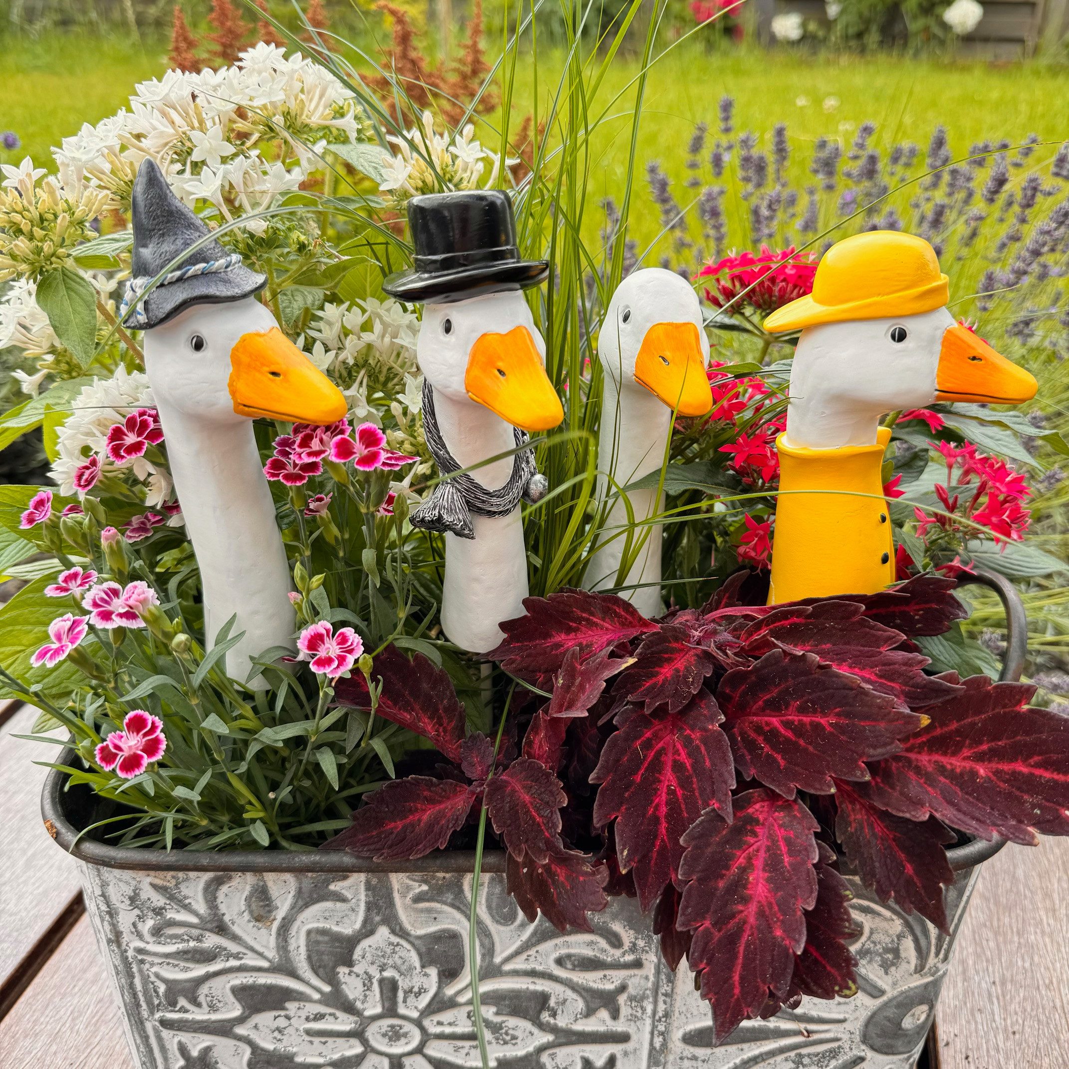 Online-Fuchs Gartenstecker BLUMENSTECKER Gartenfiguren Gänsehals, Gans (Ca. 16 bis 17 cm groß) Deko Beetstecker für draußen – Bild 4 von 4