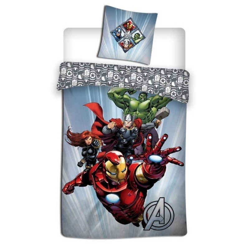 Bettwäsche Marvel Avengers Bettwäsche Set, MARVEL, Mikrofaser, 2 teilig, 135-140x200 cm Deckenbezug, 63x63 cm Kissenbezug