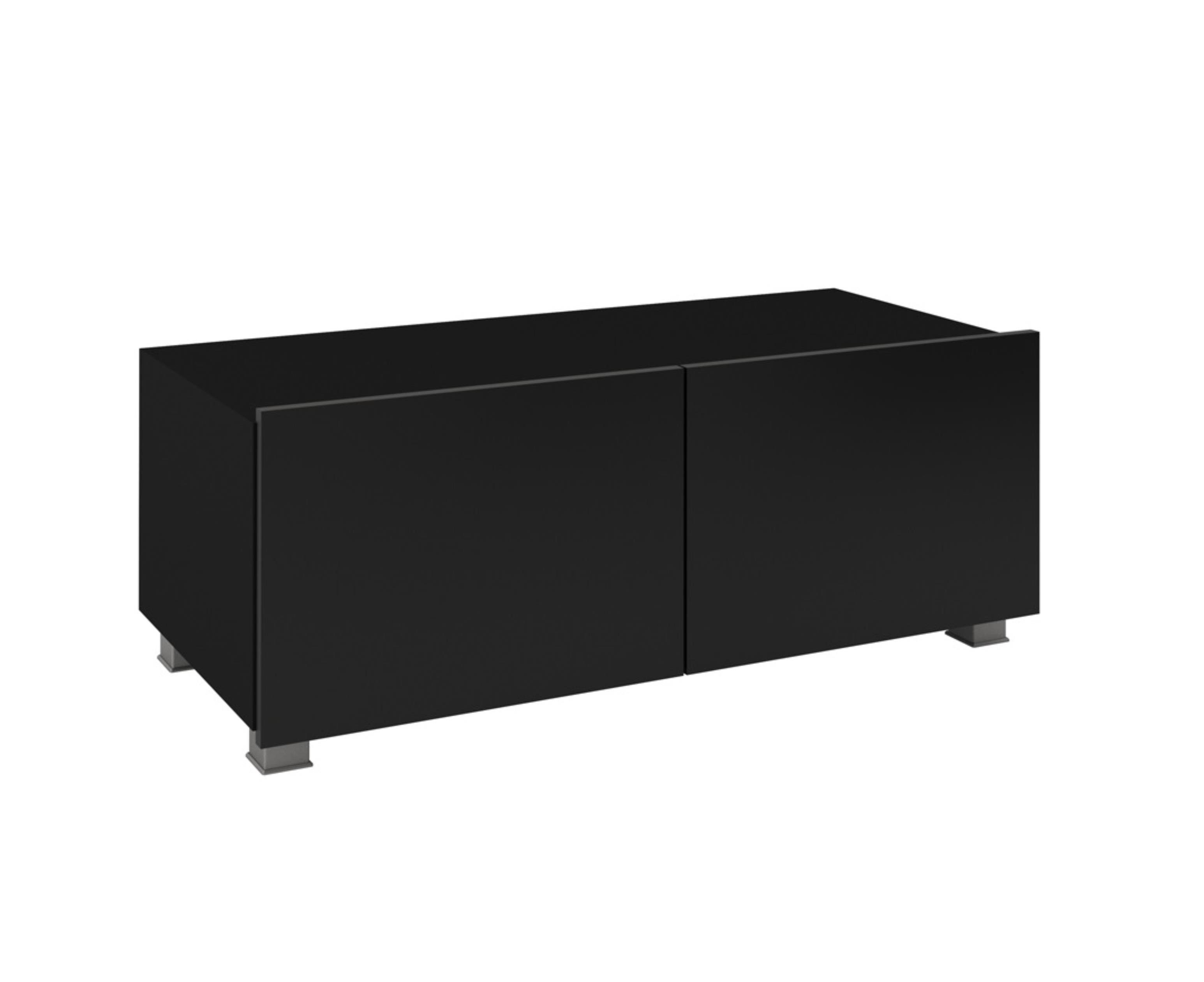 Furnix TV-Schrank PUNE 100 TV-Lowboard fürs Wohnzimmer freistähend oder Wandmontage nach Wahl möglich Schwarz/Schwarz Glanz