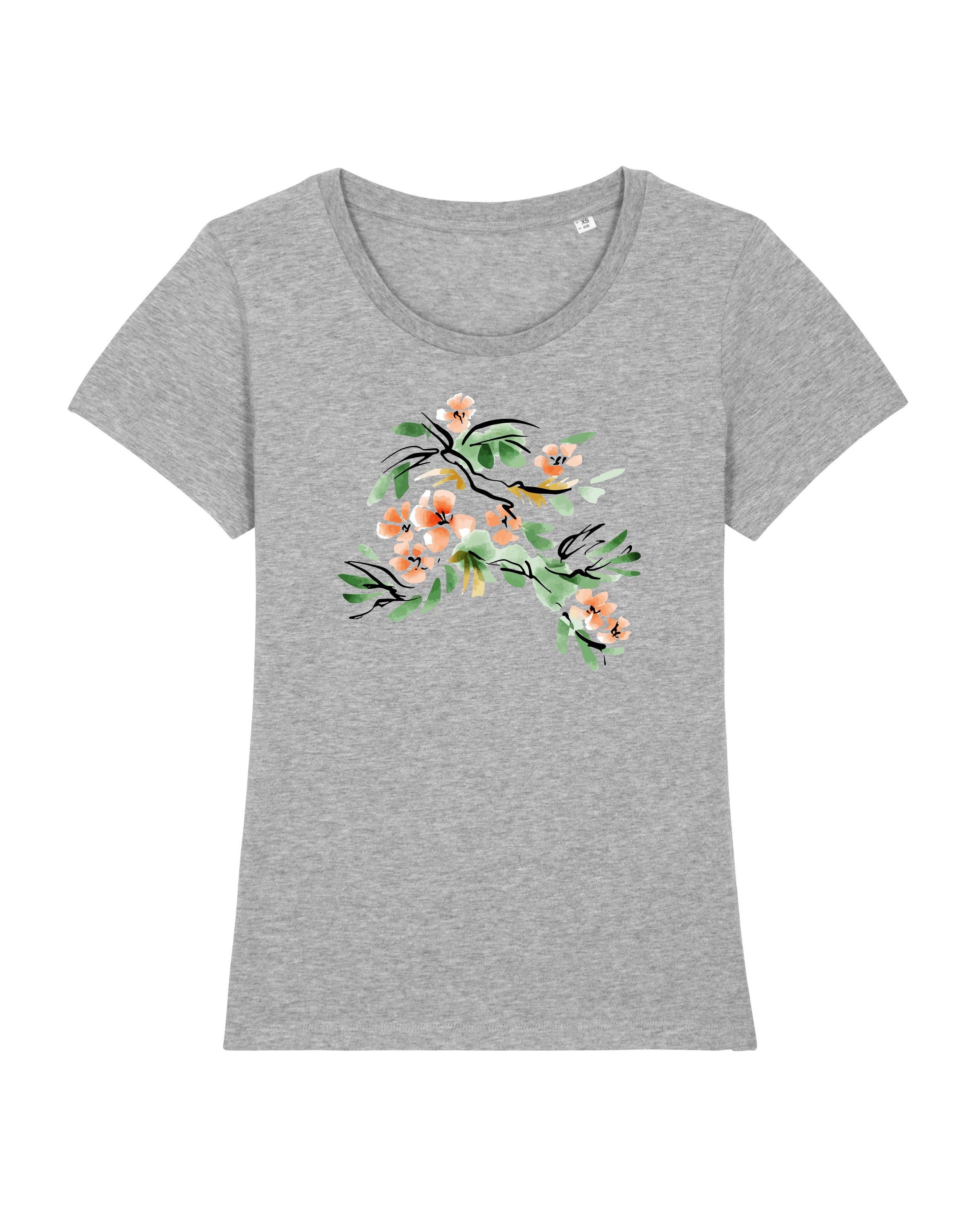 wat? Apparel Print-Shirt Blume in Wasserfarbe 06 (1-tlg) grau meliert