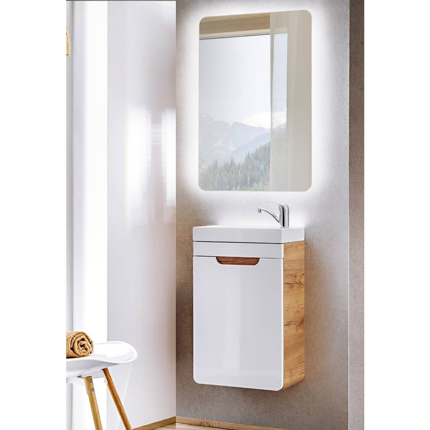 Lomadox Waschtisch »LUTON-56«, Modernes Badmöbel Gäste WC Set mit