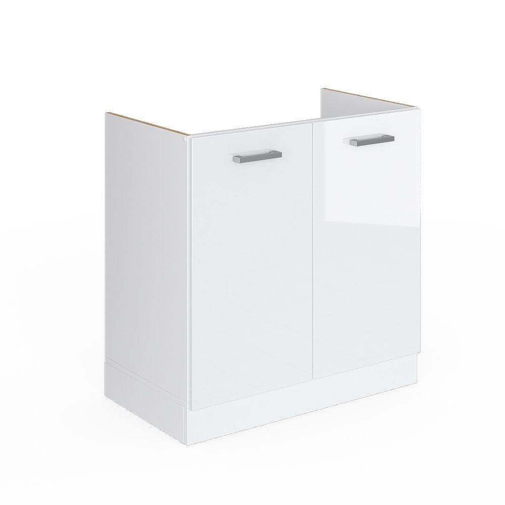 Vicco Spülenunterschrank Küchenunterschrank R-Line 80 cm Weiß Hochglanz
