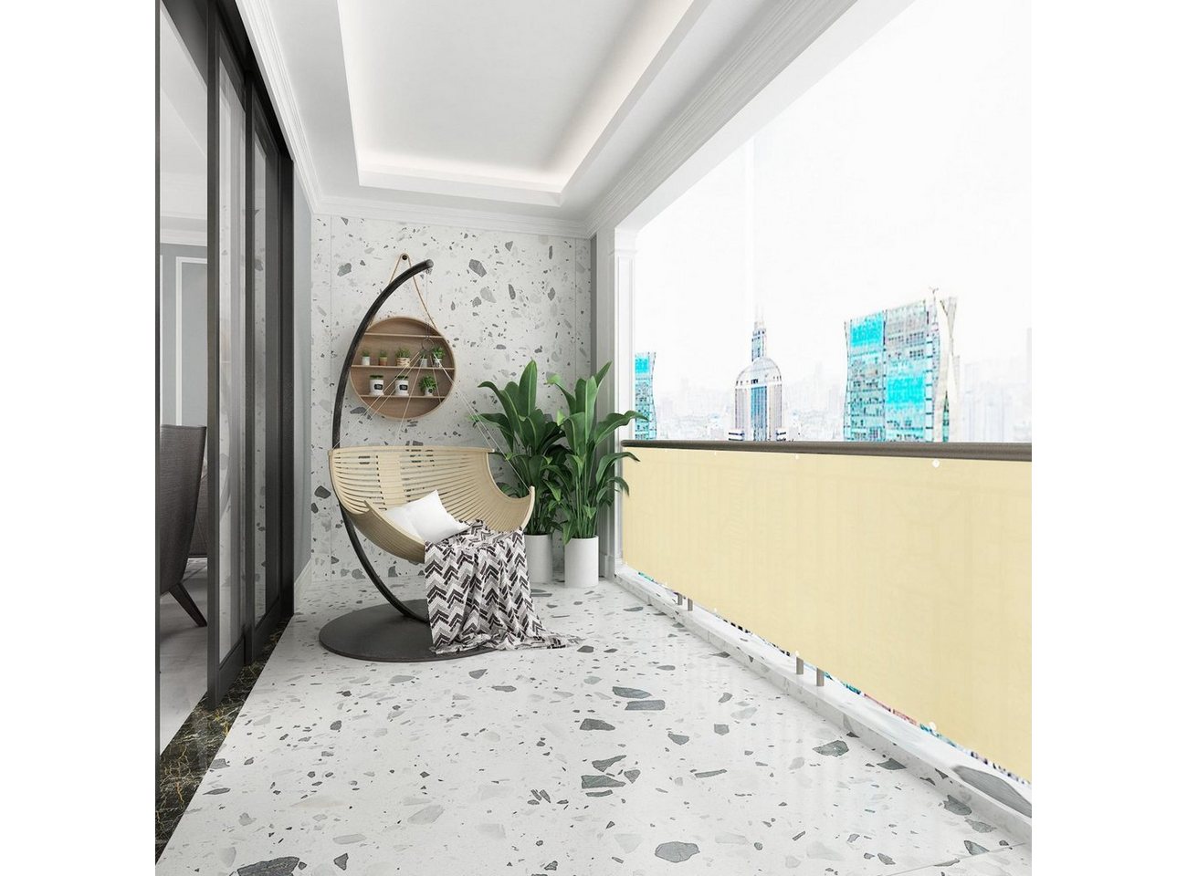 Thumbnail - Sekey Balkonsichtschutz Balkon Sichtschutz 120 cm hoch, 500 cm Sichtschutz für Balkon Terrasse PES UV-Schutz Balkonverkl...