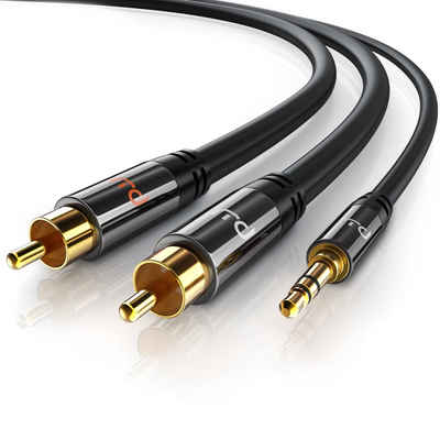 Primewire Audio-Kabel, CINCH, AUX, 2x Cinch, 3,5mm Klinke (100 cm), Stereo HiFi Audio-Adapter mehrfach geschirmt