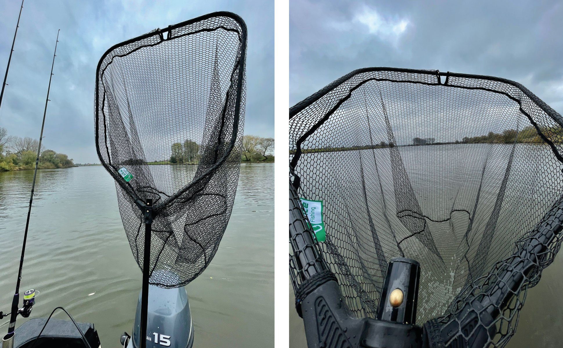 Zite Angelkescher Groß & Gummiert - Bootskescher mit Maßband-Skala für Raubfisch-Angeln