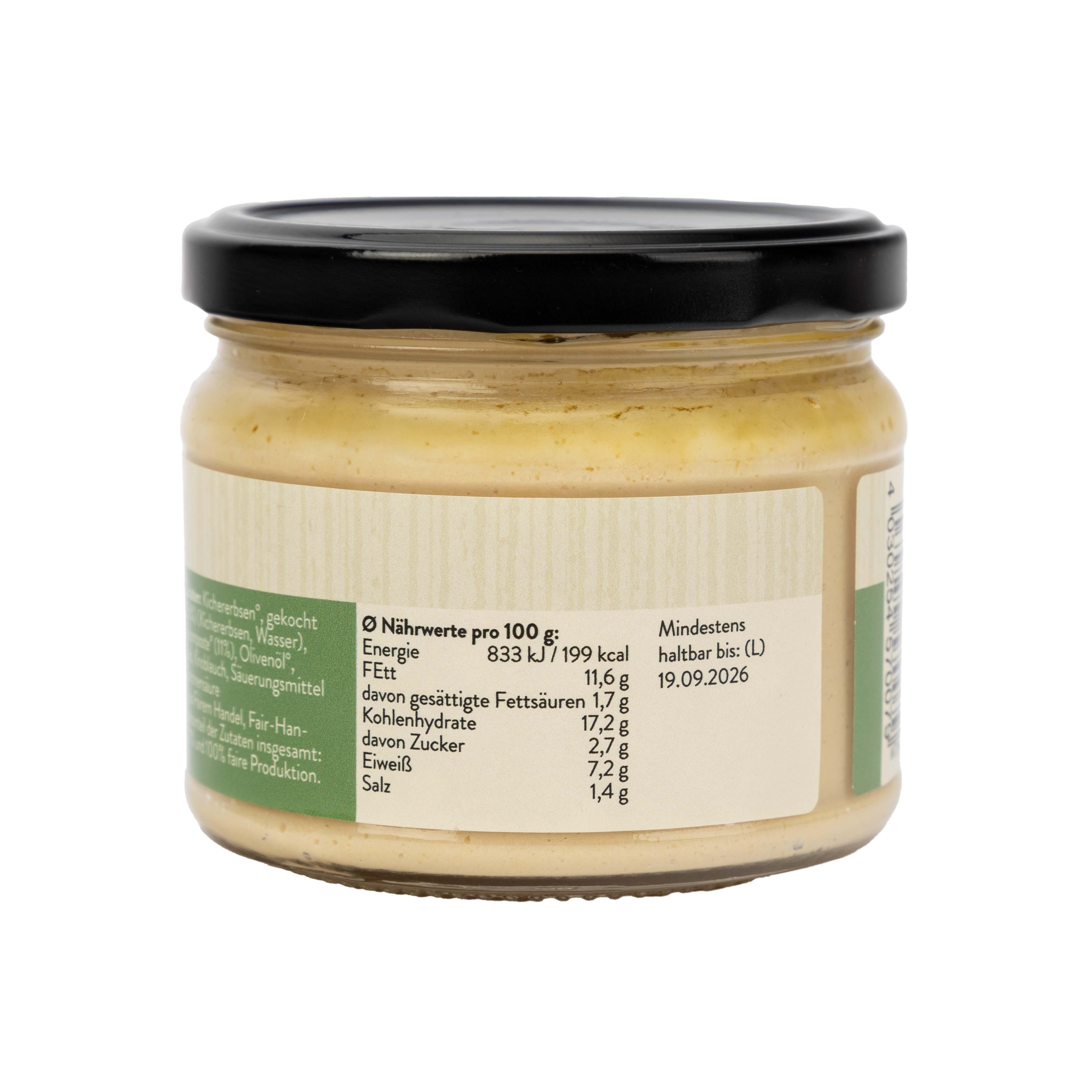 El Puente Herzhafter Brotaufstrich Hummus - Libanesisches Kichererbsenmus, Fair Trade, Vegan, Fair Trade