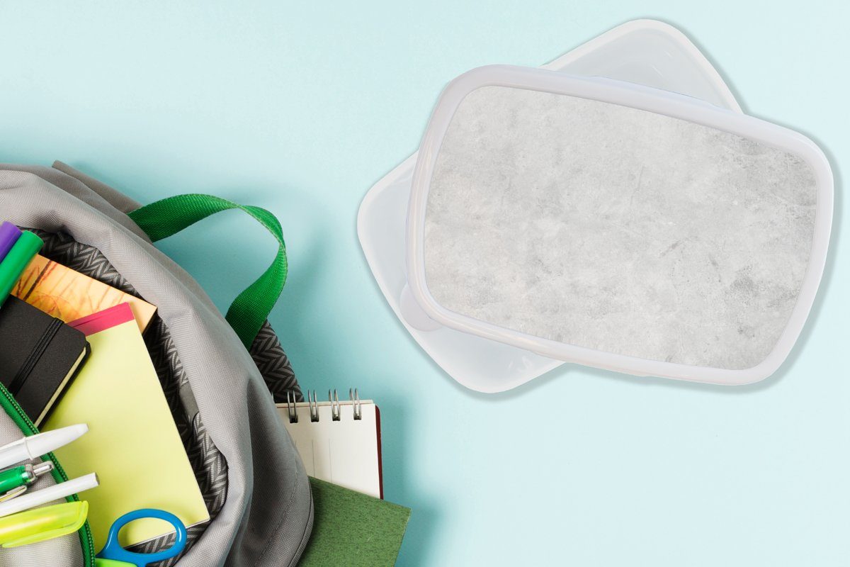 MuchoWow Lunchbox Marmor - Textur für Kinder - (2-tlg), Jungs Mädchen Grau weiß für Kunststoff, Brotdose, Marmoroptik, und - Erwachsene, Brotbox und