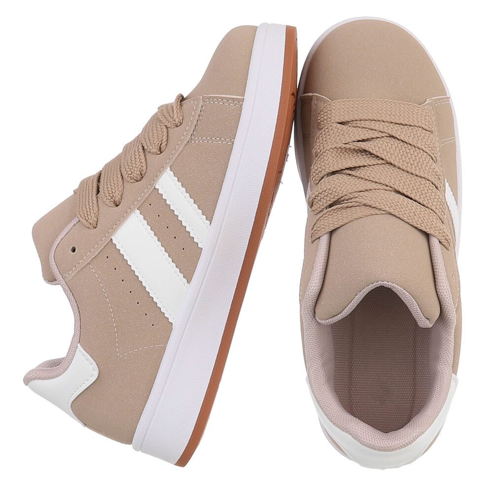 Ital-Design Sportlicher Freizeitschuh für Damen, komfortabel und stylish Sneaker (91512471) Keilabsatz/Wedge Sneakers Low in Hellbraun