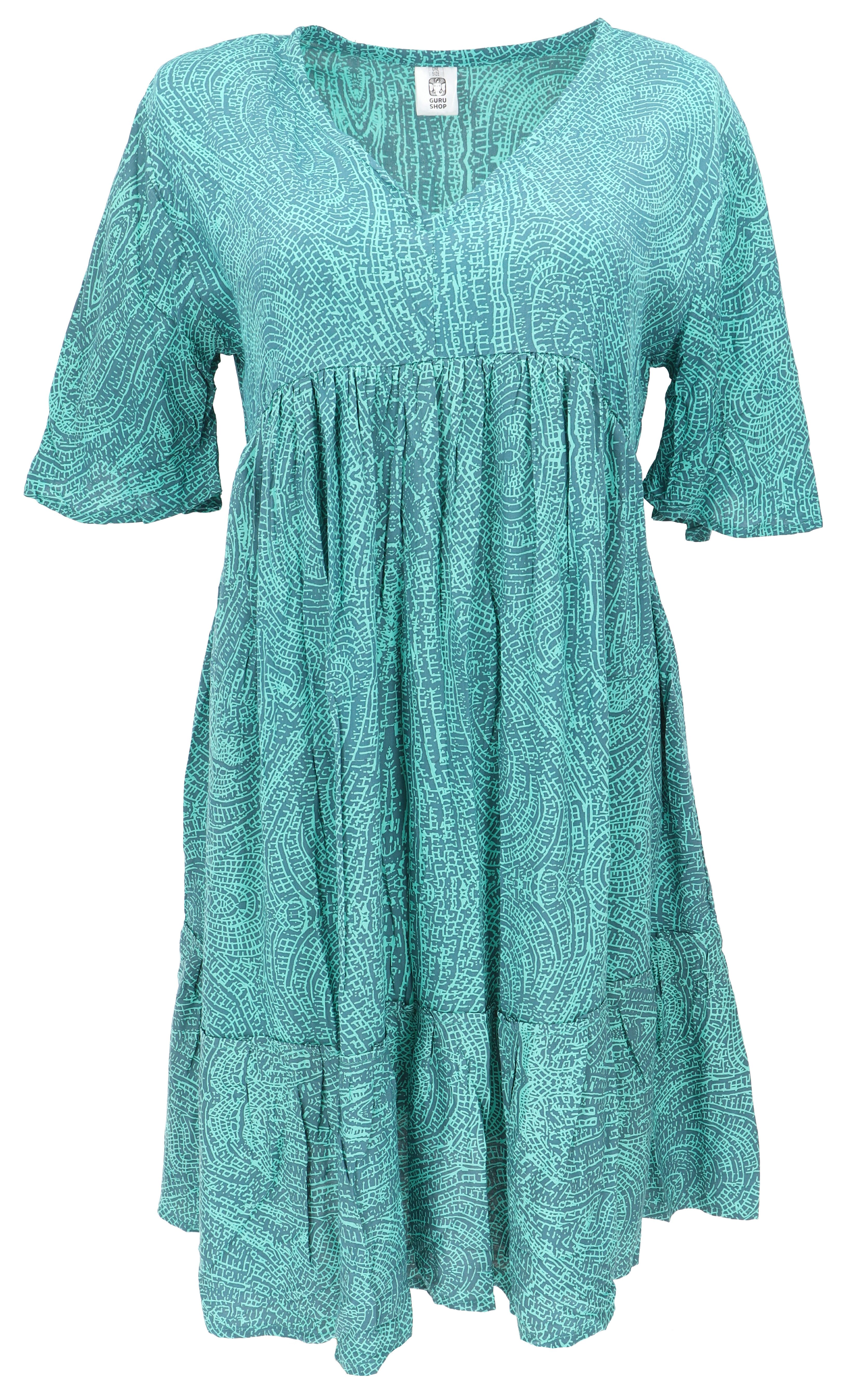 Guru-Shop Midikleid Boho Kurzarm Sommerkleid, Maxikleid,.. günstig online kaufen