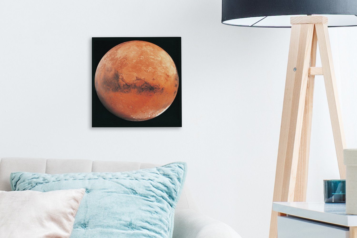 Planet Wohnzimmer Hintergrund, für Schlafzimmer Bilder Leinwand Der Mars einem Leinwandbild vor OneMillionCanvasses® St), schwarzen (1