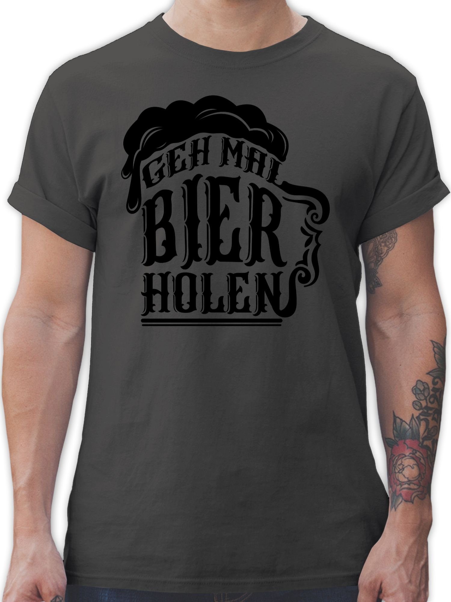 Herren Alkohol Shirtracer Bier schwarz - Geh holen mal T-Shirt Dunkelgrau 01 & Party