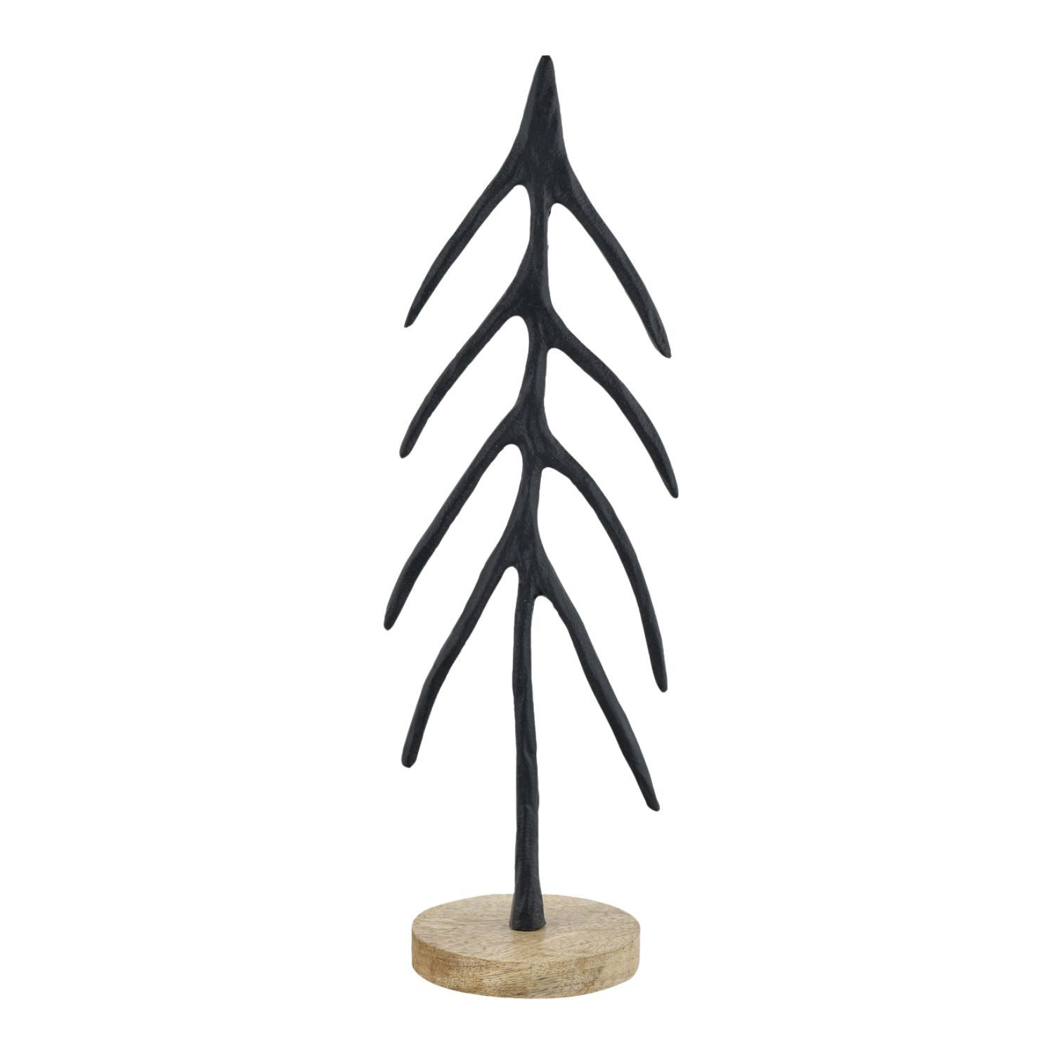 Marrakesch Orient & Mediterran Interior Dekofigur Weihnachtsfigur Wintertanne handgefertigt aus Aluminium, Schwarz 41 cm (1 St), Handarbeit