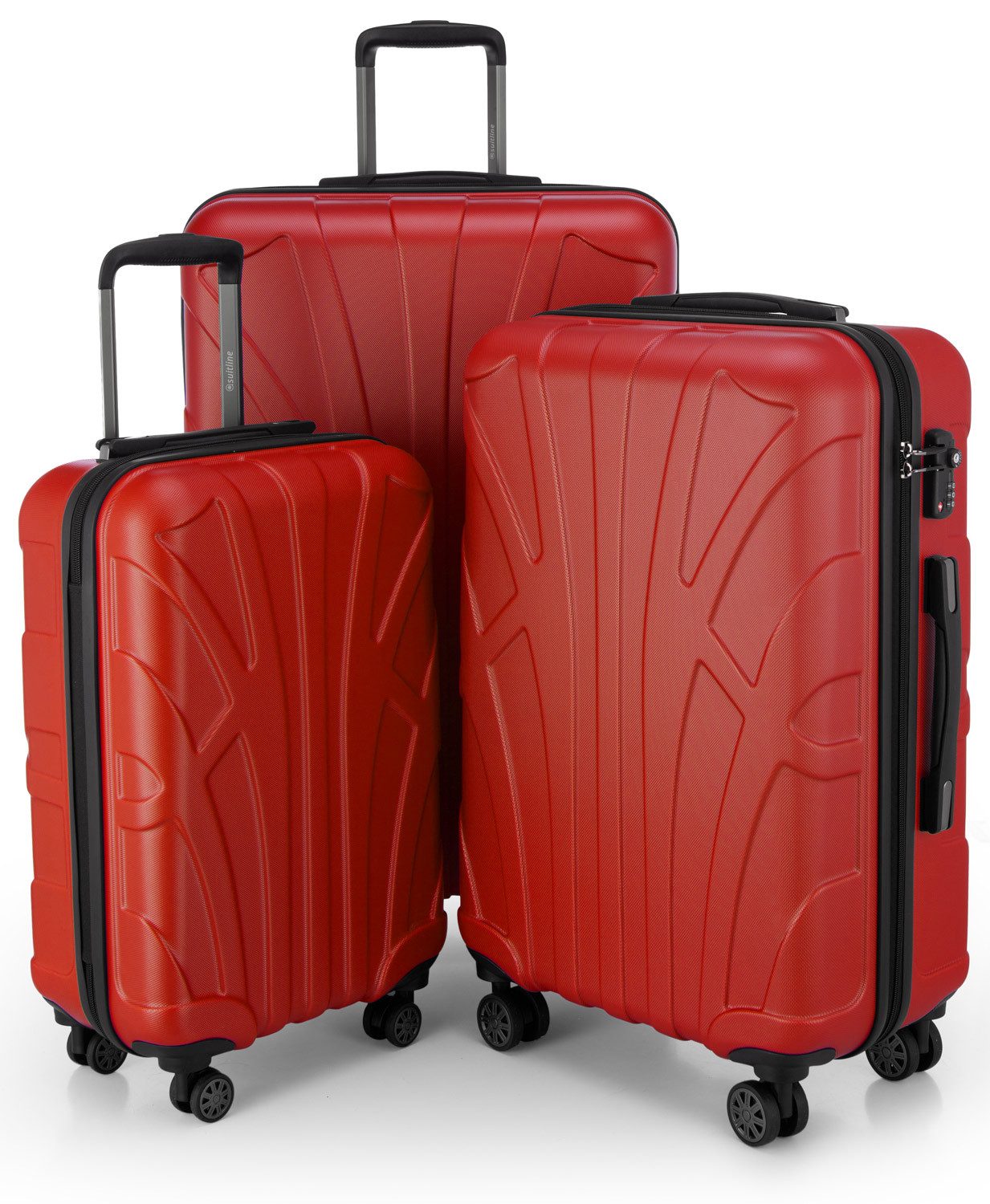 Suitline Hartschalen-Trolley S1, 4 Rollen, Kofferset 3-tlg Koffer, Trolleys TSA