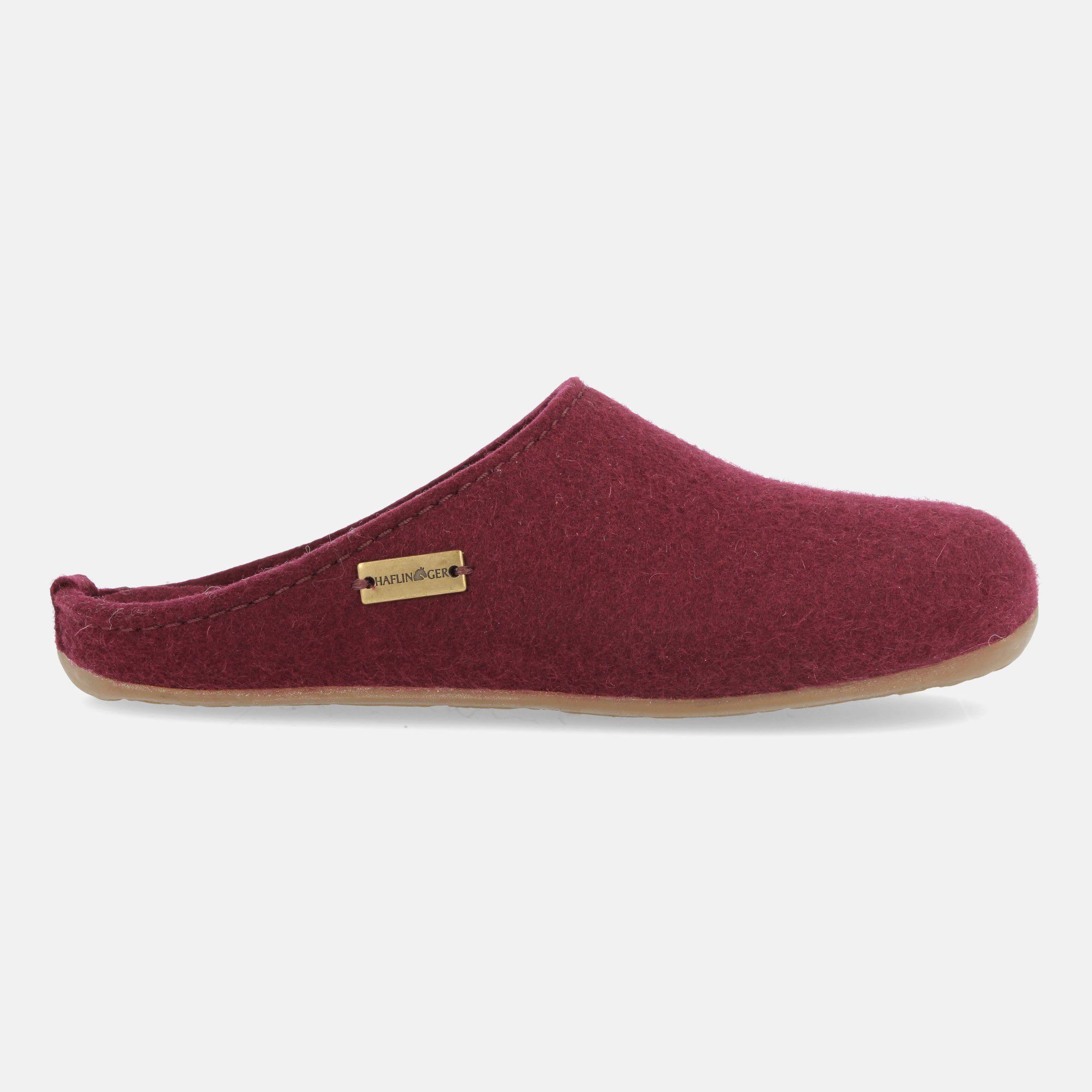 Pantoffel Wollfilz Everest Haflinger mit Hausschuh aus Gummisohle Bordeaux Fundus