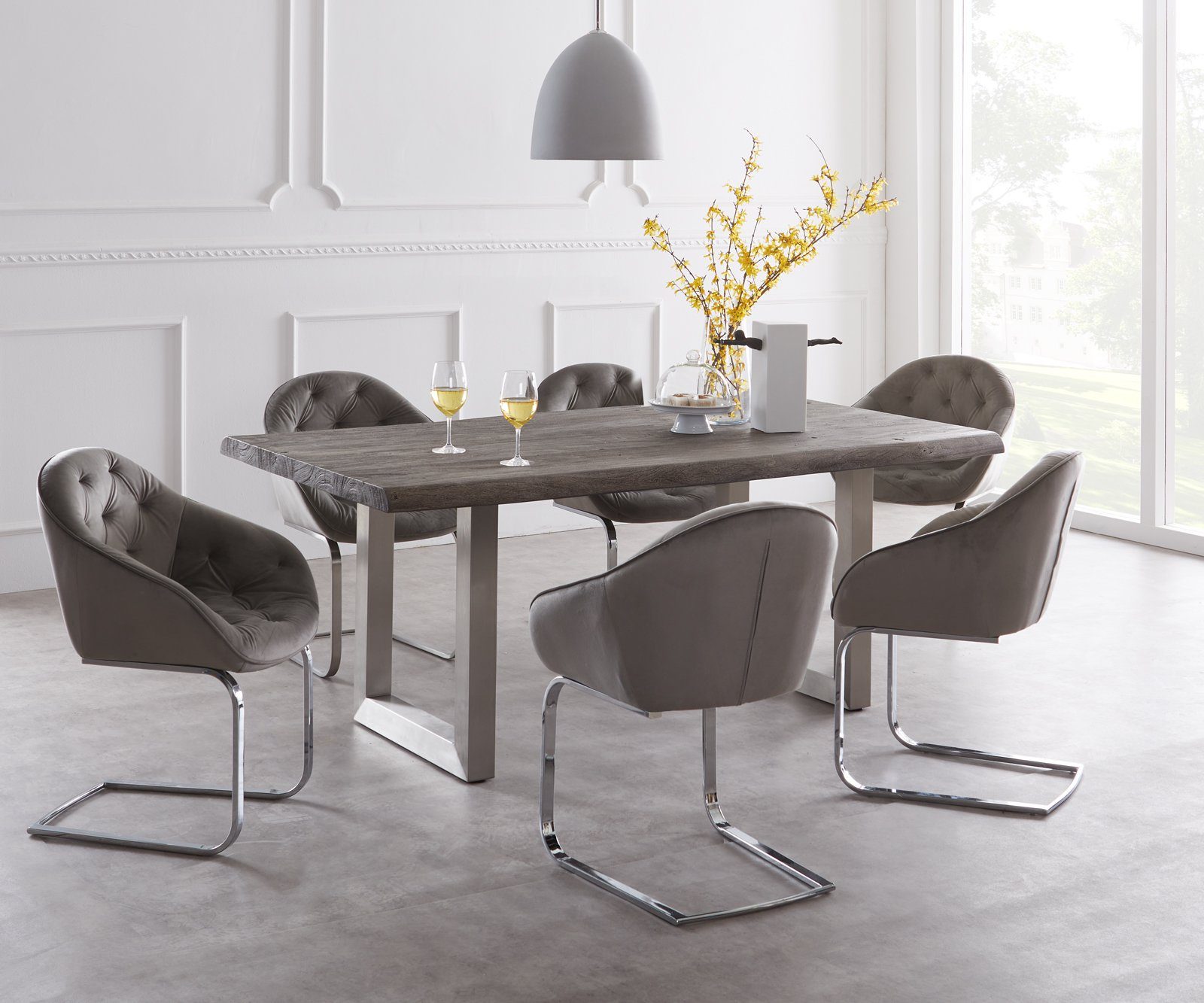 DELIFE Esstisch Edge, Akazie Platin 180x90 günstig online kaufen