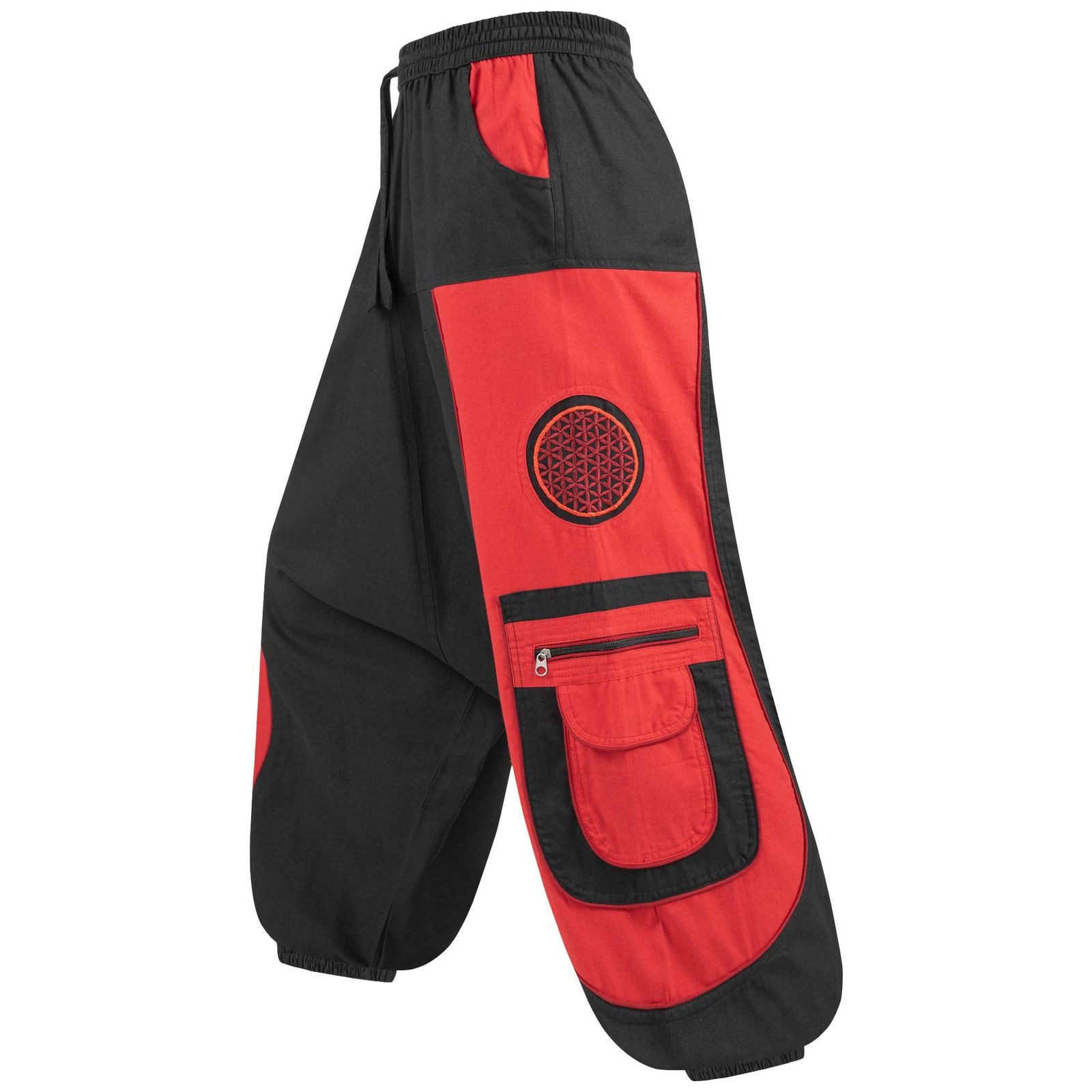 KUNST UND MAGIE Haremshose Cargohose Hippie Haremshose Goa Hose Lebensblume Pluderhose Unisex Psy