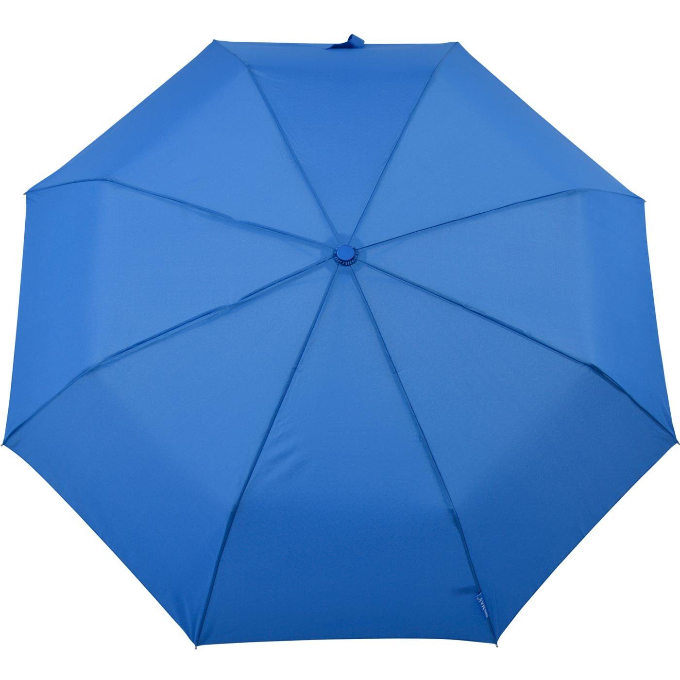 Auf-Zu-Automatik Taschenregenschirm mit Begleiter zuverlässige Impliva royal-blau windsicher uni, der miniMAX®